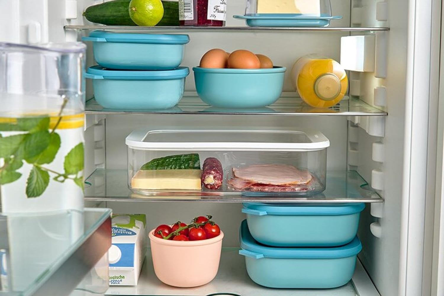 Mepal Multi Bowl Cirqula Rectangular – Recipiente de almacenamiento de alimentos con tapa – Adecuado como caja de almacenamiento hermética para el