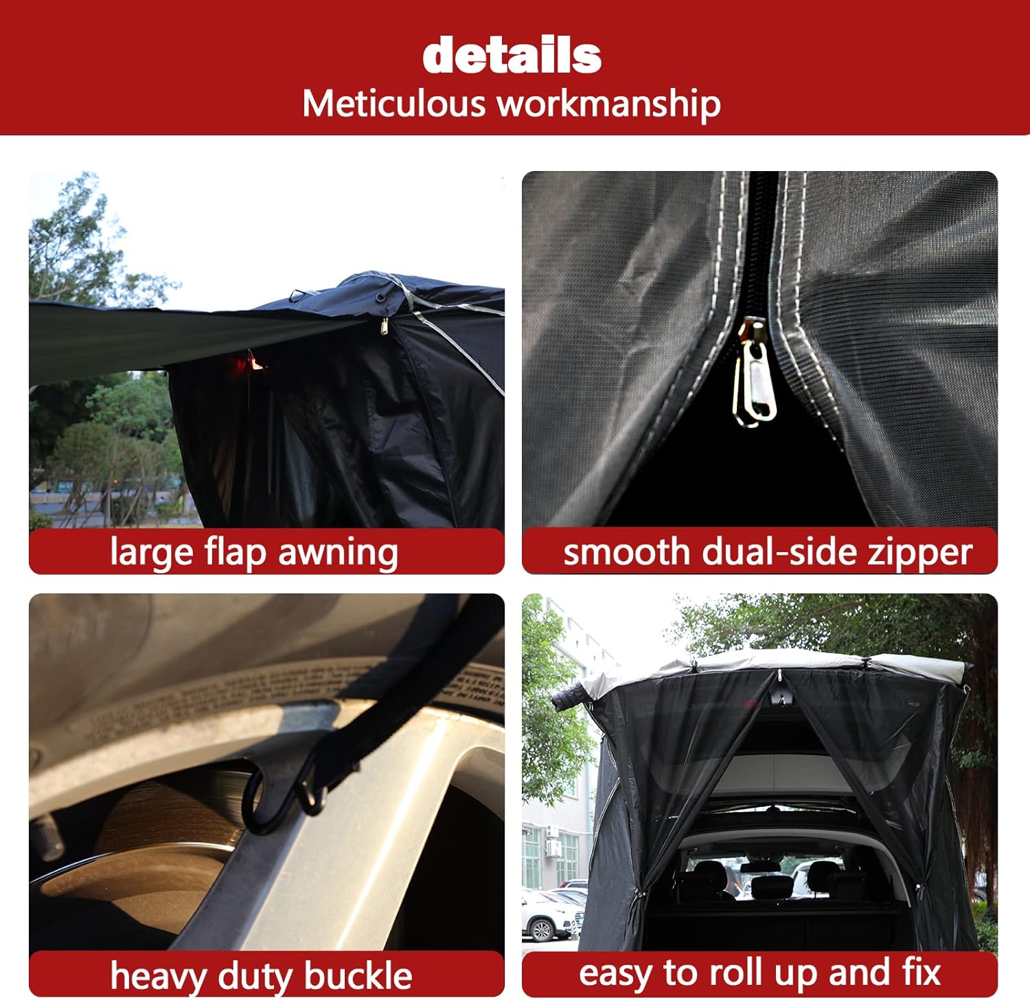 Toldo para puerta trasera SUV con bolsa de almacenamiento impermeable portátil, tienda de campaña con portón trasero, toldo para puerta trasera para