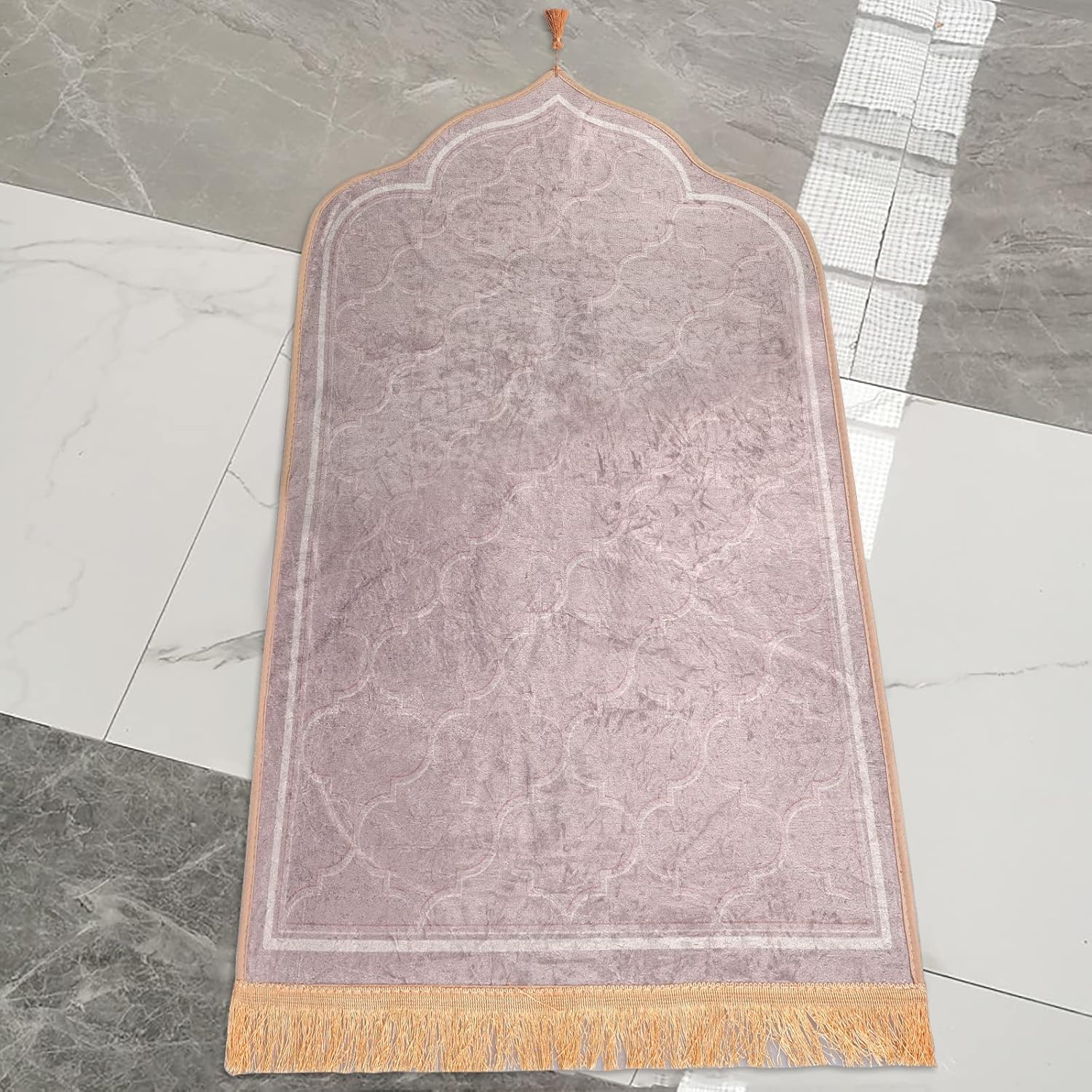 Alfombra de oración musulmana, alfombra de terciopelo islámico turco, para regalos de Ramadán, alfombra de oración de franela suave para mujeres y