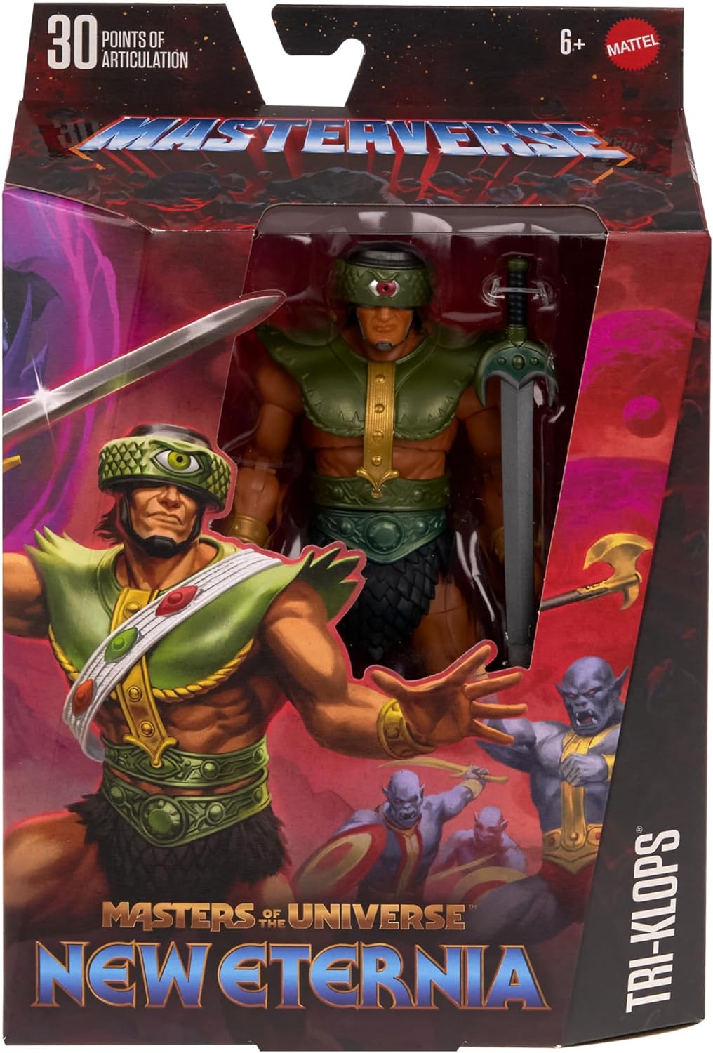 Masters of the Universe Masterverse New Eternia Tri-Klops figura de acción, coleccionable de lujo con 30 articulaciones y accesorios, juguete MOTU