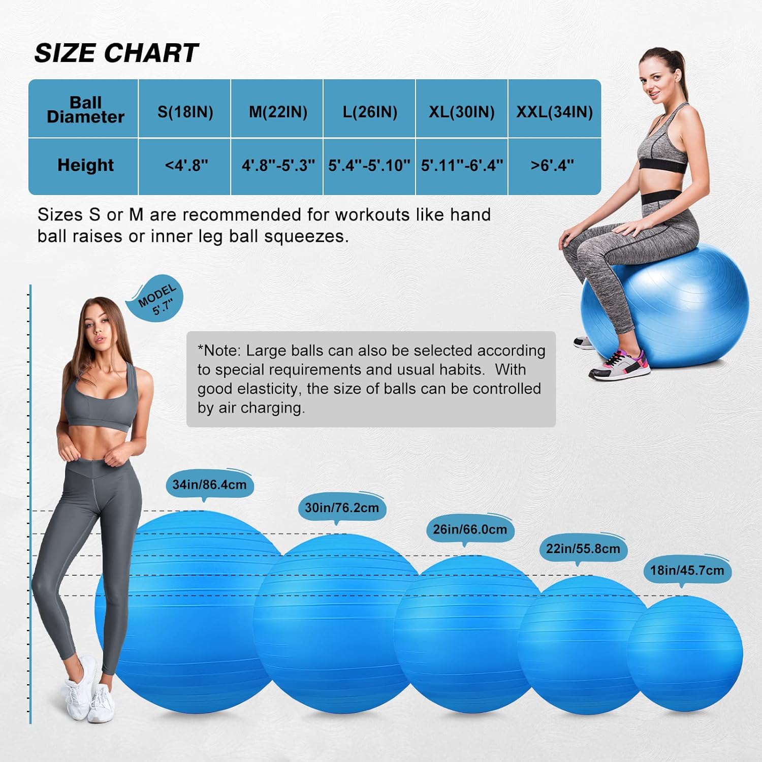 Pelota de yoga, pelota de pilates gruesa antideslizante para embarazo, parto, entrenamiento y entrenamiento básico, pelota de fitness antiestallidos
