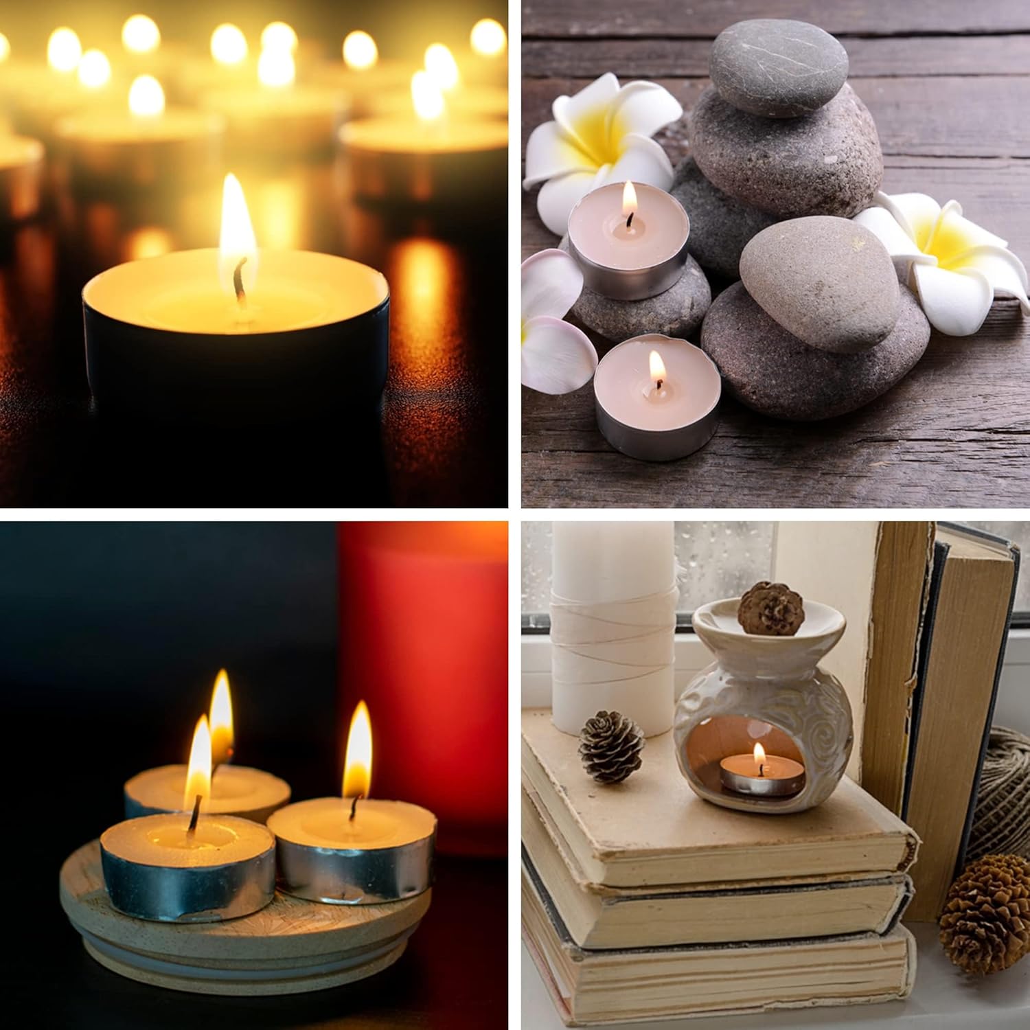 Zuvo Velas de té de 4 horas de combustión (paquete de 100) – Luces T blancas – Velas sin humo y sin perfume hechas en Europa 1.5 x 0.9 in – 4 horas –