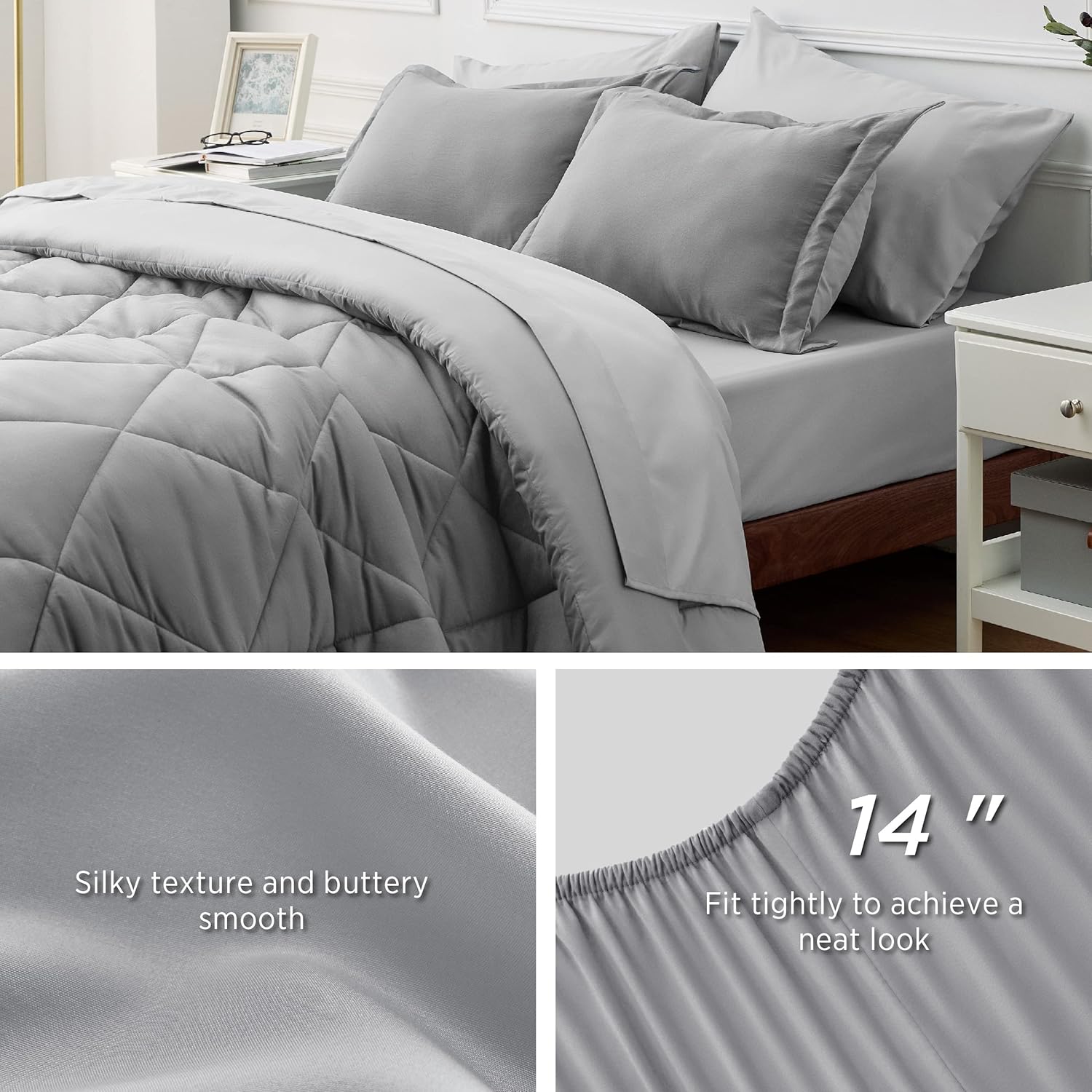 Bedsure Juego de edredón de tamaño King, almohadas tamaño King, juego de 2
