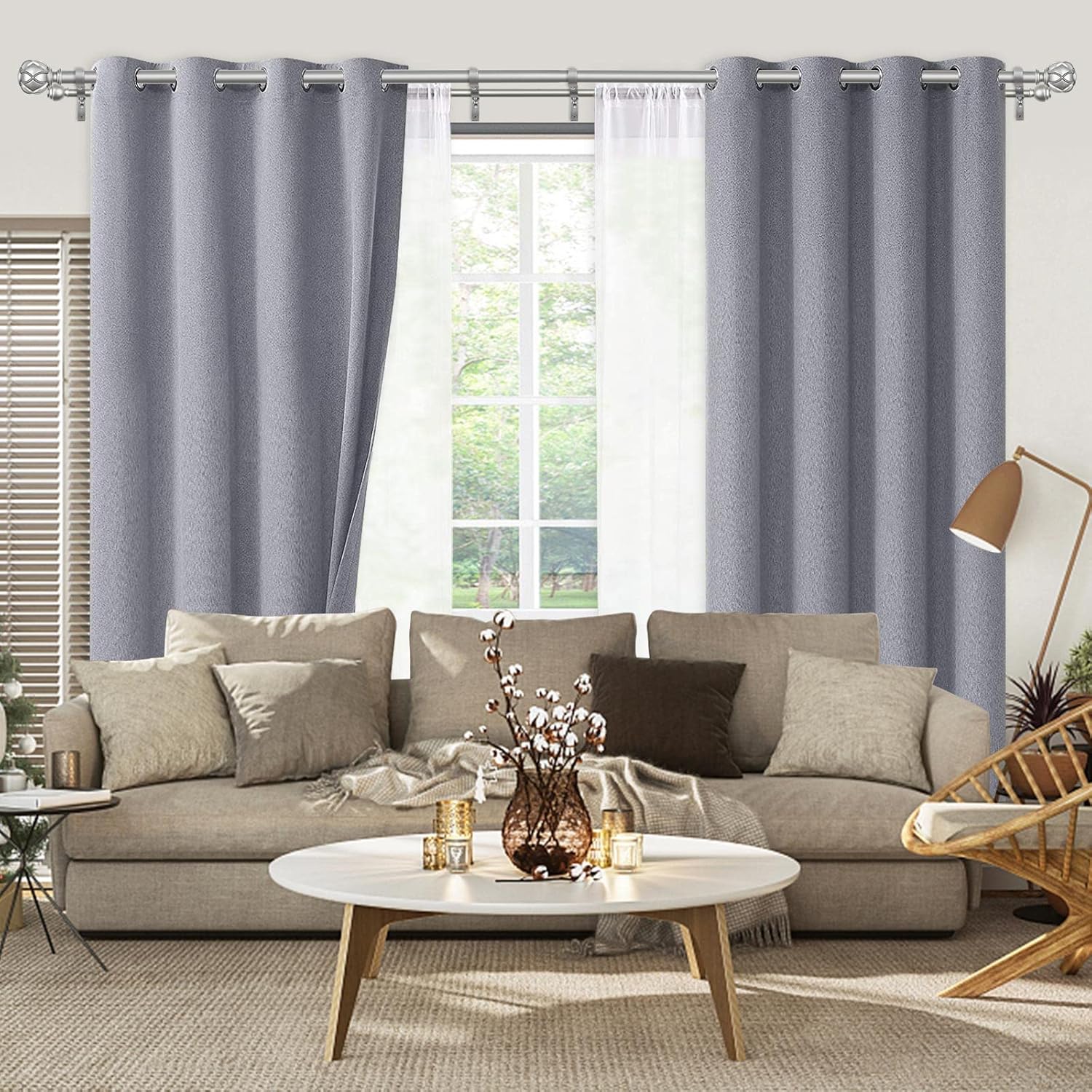 KAMANINA Barras de cortina dobles de 1 pulgada para ventanas de 36 a 72 pulgadas (3 a 6 pies), barra de cortina doble resistente, barra de cortina