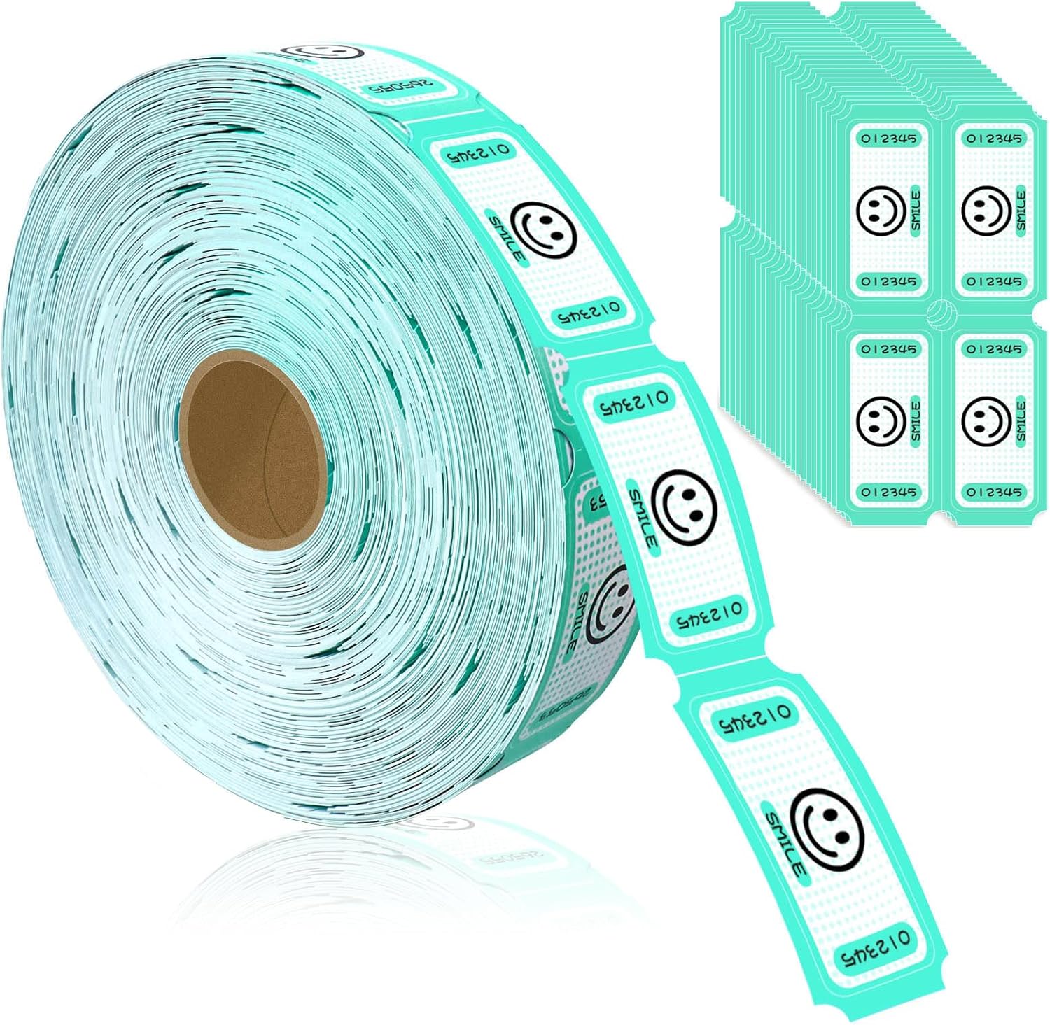 Boletos para rifas de un solo rollo, boletos sonrientes para eventos, entradas, recompensas de clase, recaudación de fondos y premios Rollo de 1000