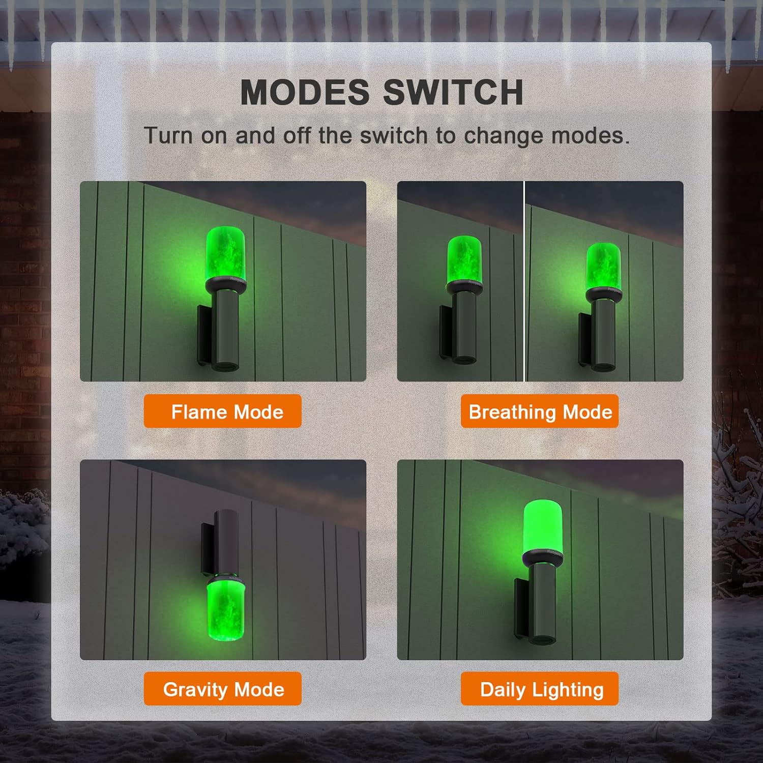 Hompavo Bombillas LED mejoradas para decoraciones de Navidad, bombillas verdes parpadeantes con efecto invertido, bombilla de llama base E26E27 para