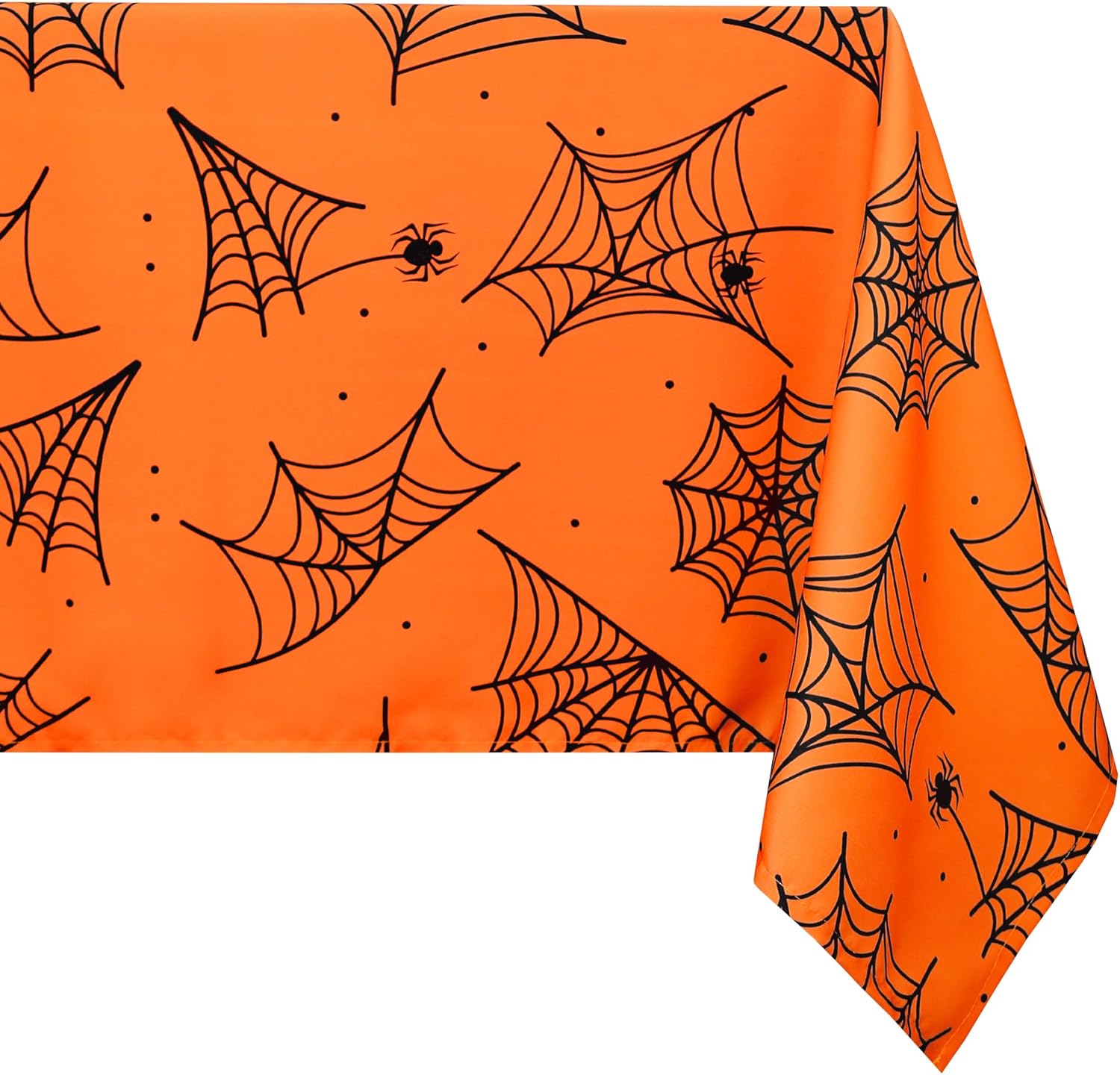 Mantel rectangular de Halloween, 60 x 102 pulgadas, impermeable, tela de araña, mantel lavable para decoración de fiestas, pícnic, cenas