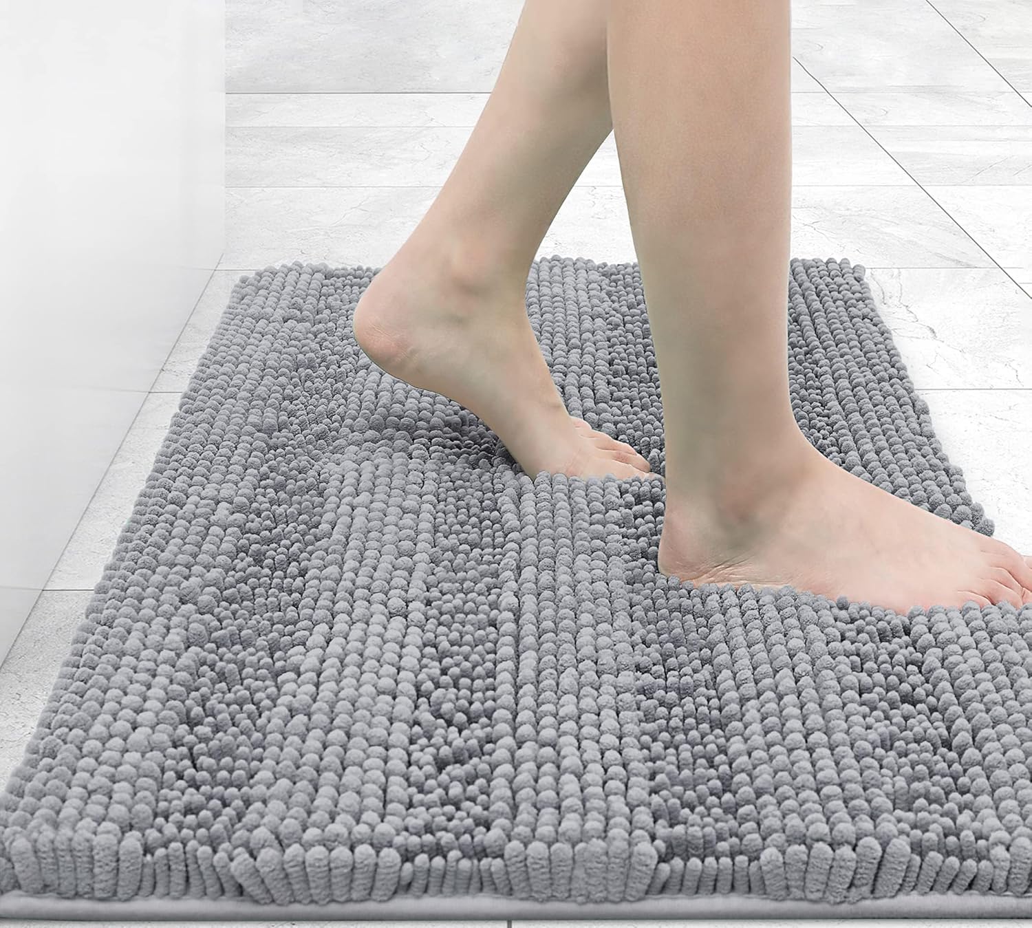 Grandaily Alfombras de baño de felpilla a rayas y alfombras para inodoro en forma de U, tamaño de alfombra de baño 24 x 16 pulgadas y alfombras de