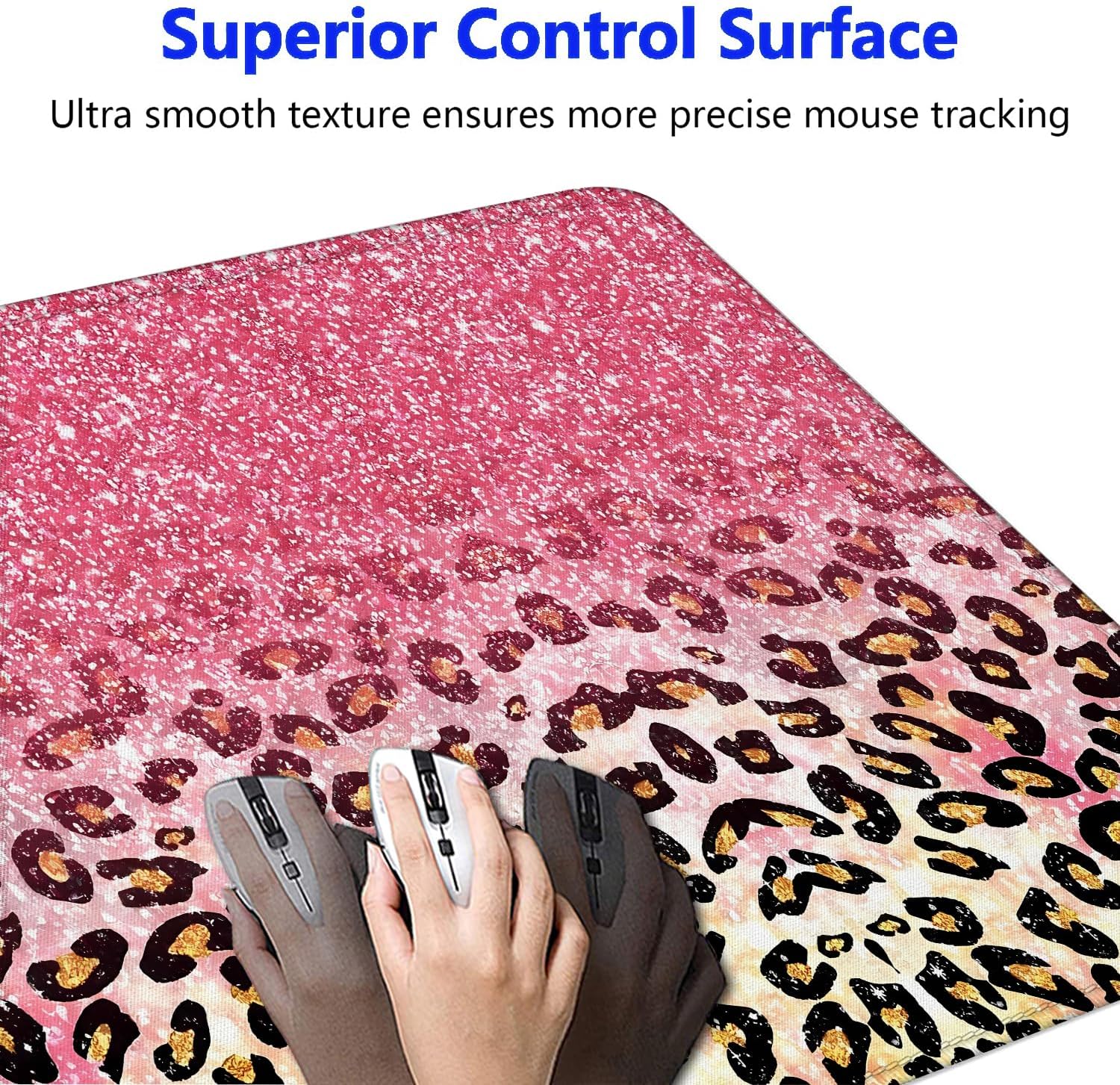 Alfombrilla de mouse grande para juegos con bordes cosidos, alfombrilla de mouse de escritorio extendida con tela microtejida superior, base
