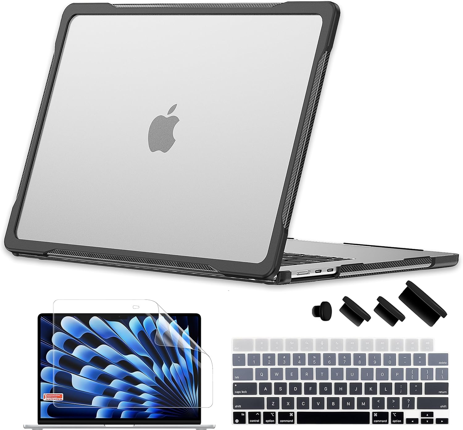Batianda Funda de protección definitiva para MacBook Air M2 de 15 pulgadas, modelo A2941 modelo A2941, bordes de fibra de carbono mate, a prueba de