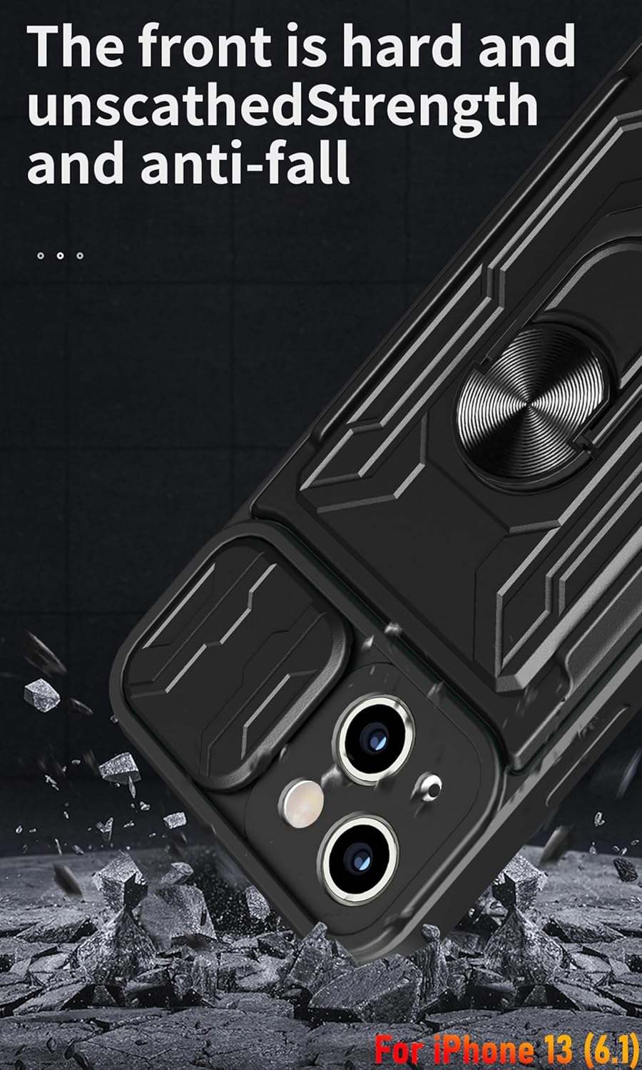 LMDAMZ Funda tipo cartera para iPhone 13, ranura para tarjeta de crédito, diseño portátil, resistente de doble capa acolchada de goma protectora