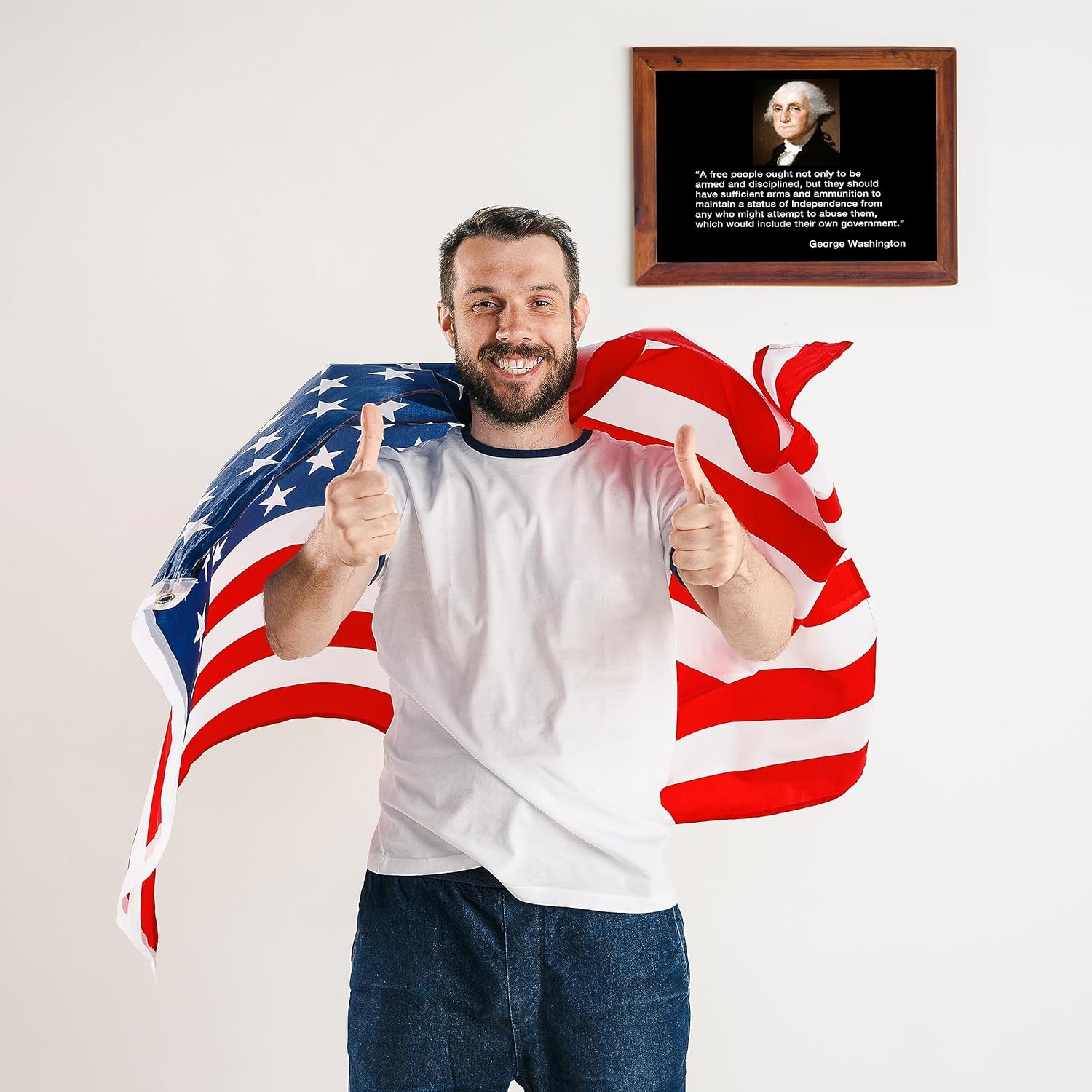 George Washington Quotes Wall Art – A Free People Ought Wall Art Print, This Presidential Portrait Patriotic Wall Decor Poster Is Ideal For Home,