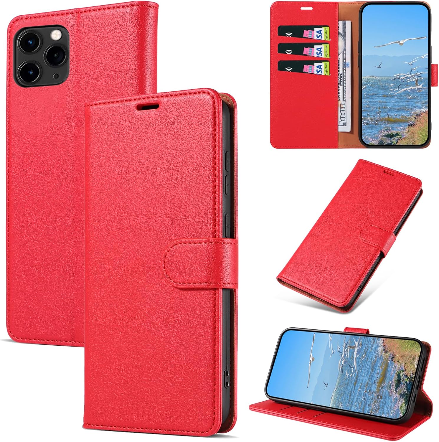 Funda para iPhone 11 Pro, de piel sintética, con bloqueo RFID, con soporte para tarjetas, funda magnética con tapa compatible con iPhone 11 Pro,