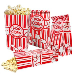 50 bolsas de palomitas de maíz de fondo plano, bolsas de papel de 2 onzas para la familia, noche de película, béisbol, carnaval, Navidad, fiesta de 50 bolsas de palomitas de maíz de fondo plano, bolsas de papel de 2 onzas para la familia, noche de película, béisbol, carnaval, Navidad, fiesta de