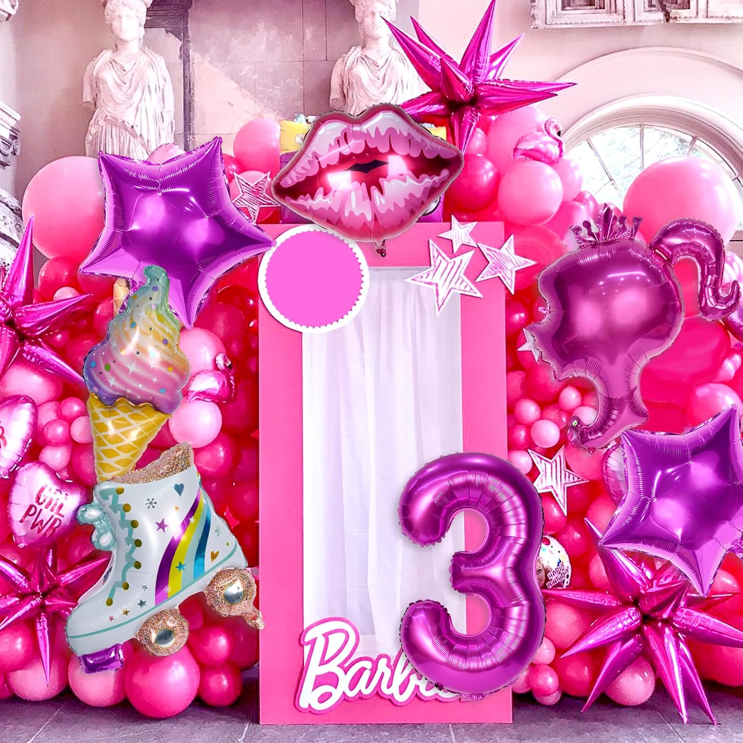 7 globos rosados para niñas, decoraciones de cumpleaños rosas para fiesta temática de princesa rosa, baby shower, cumpleaños, despedida de soltera