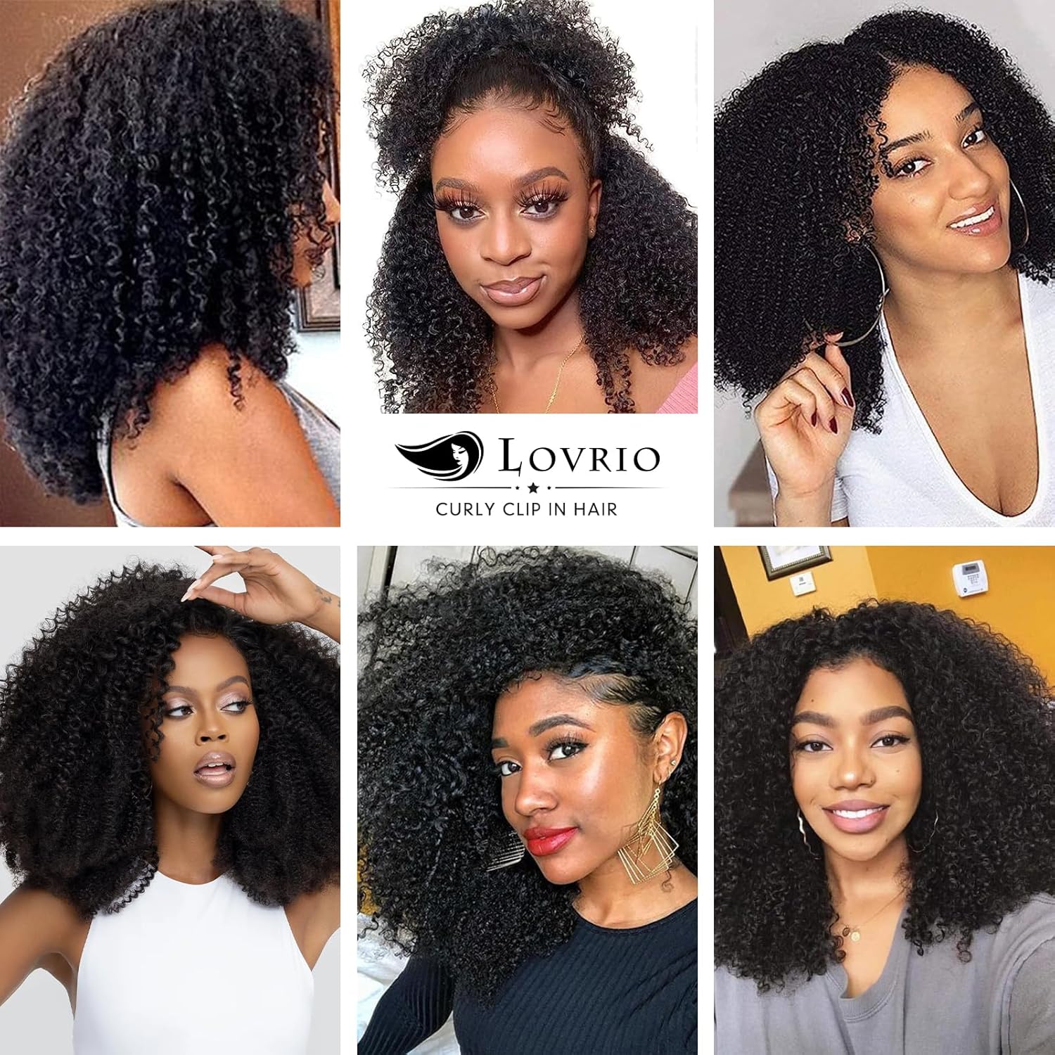 Extensiones de cabello rizado con clip, doble trama, grueso, cabeza completa, color negro natural, 100 % cabello humano virgen Remy, para mujeres