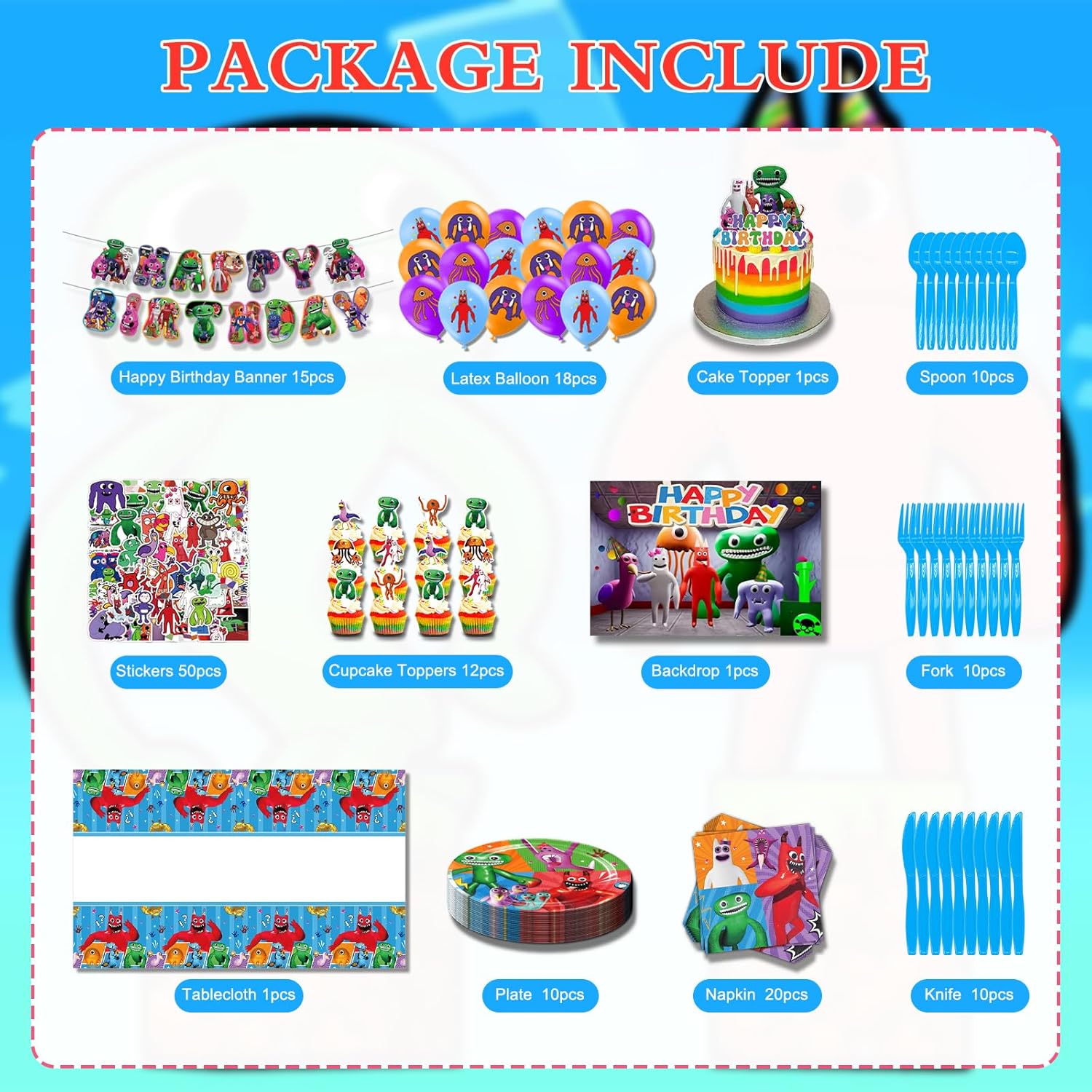 Suministros para fiesta de cumpleaños de Garten  Las decoraciones de cumpleaños de monstruo incluyen pancarta, globos de látex, decoración de