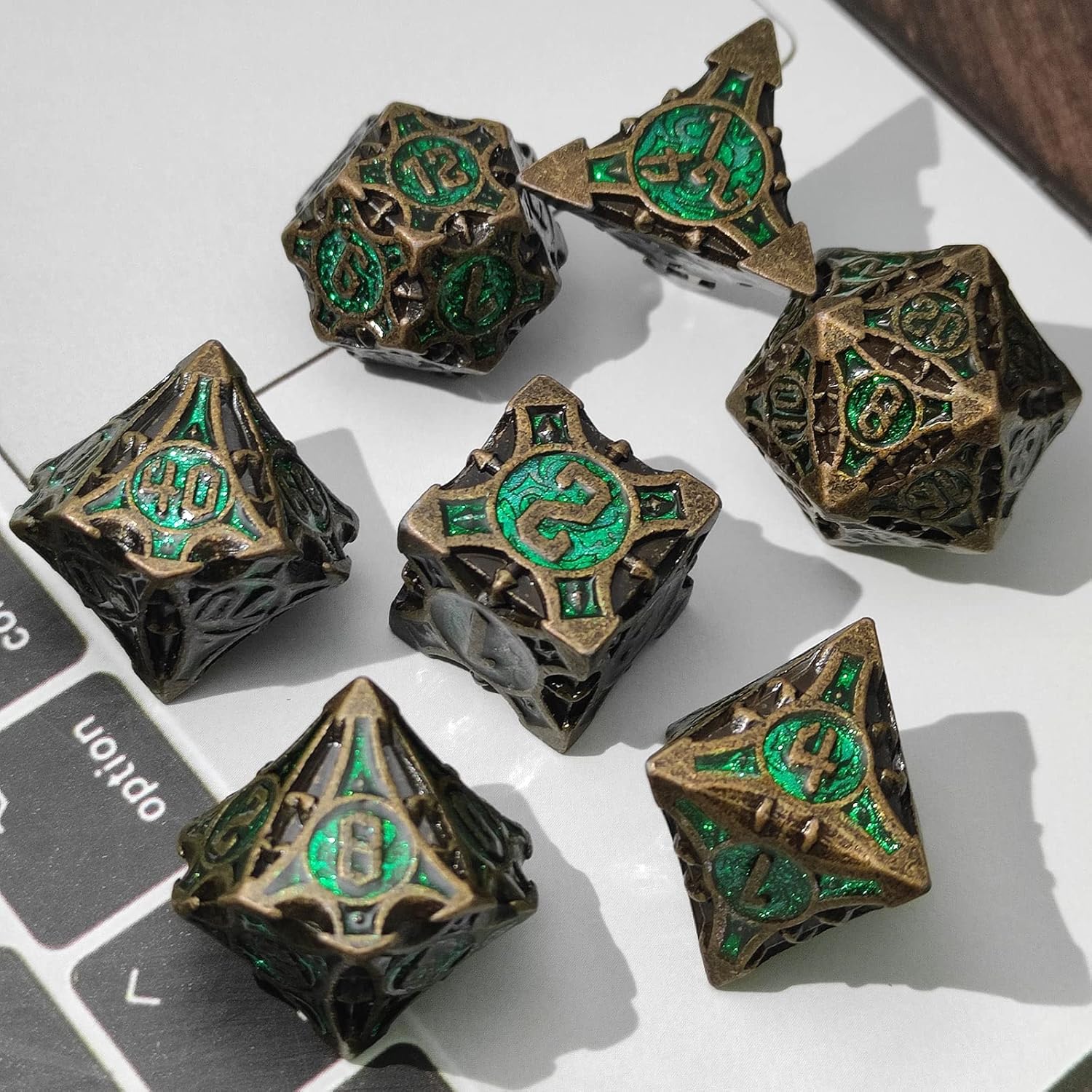 D&D – Juego de dados de metal DND para Dungeons and Dragons Gifts Polyhedral Card Game Game Bag RPG MTG Pathfinder Digital Teaching Accessories D20