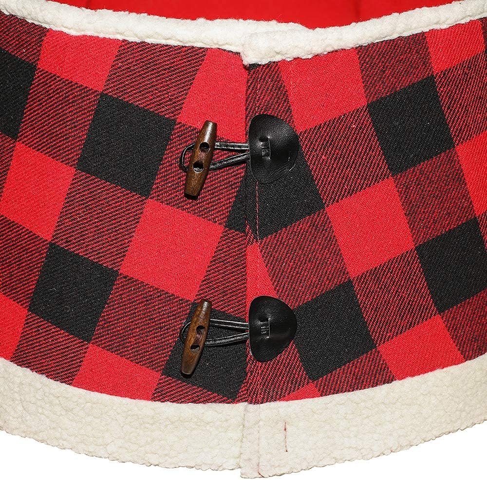New Traditions – Collar de árbol de Navidad con palanca de cuadros de búfalo, color negro y rojo