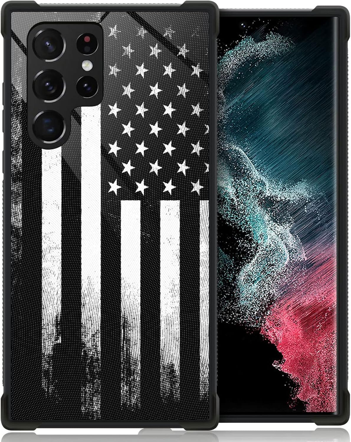 CARLOCA Funda compatible con Samsung Galaxy S23 Ultra, diseño gráfico de identidad retro de la bandera estadounidense, a prueba de golpes,