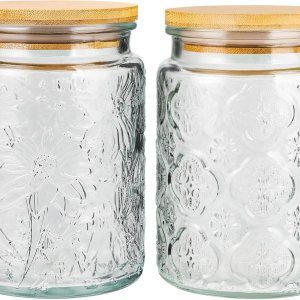 ZOEDO Tarros de vidrio vintage, tarros de almacenamiento herméticos de 23.5 onzas con tapa de bambú, contenedor de almacenamiento de alimentos, ZOEDO Tarros de vidrio vintage, tarros de almacenamiento herméticos de 23.5 onzas con tapa de bambú, contenedor de almacenamiento de alimentos,