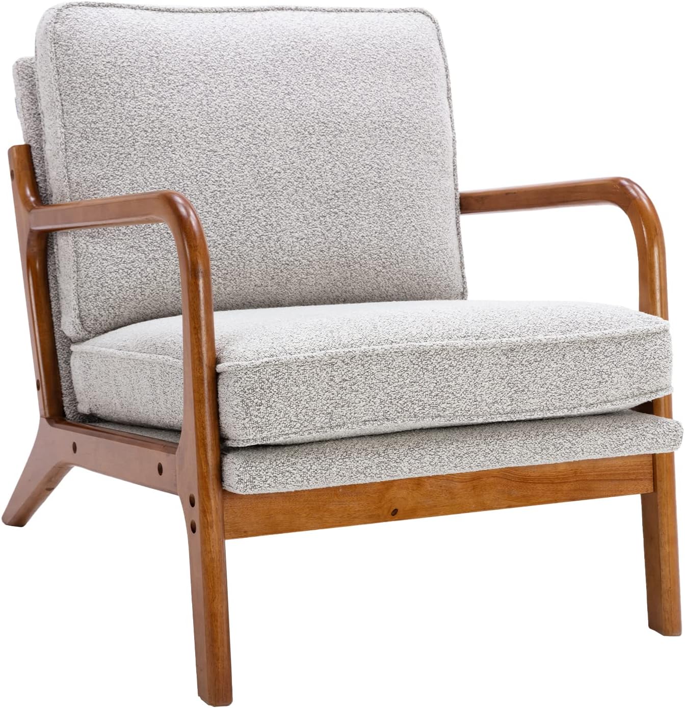 JOYBASE Sillón con brazos, moderna de mediados de siglo, sillón con marco de madera para sala de estar, dormitorio (gris ostra, tela)