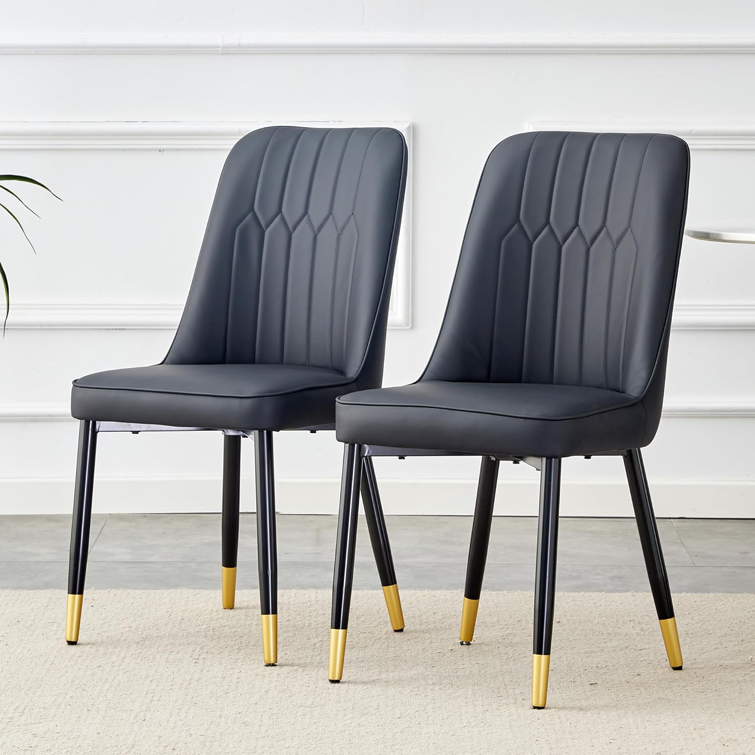 SSLine Sillas de comedor de piel sintética, sillas de comedor tapizadas, modernas de mediados de siglo, sillas de comedor de cocina sin brazos,