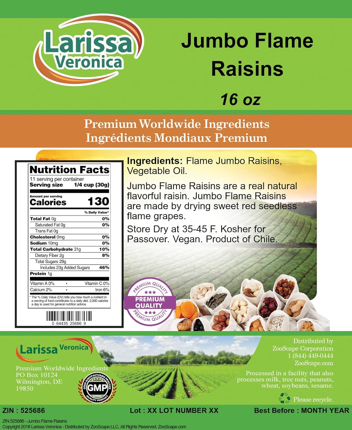 Pasas Jumbo Flame (16 oz, ZIN 525686)