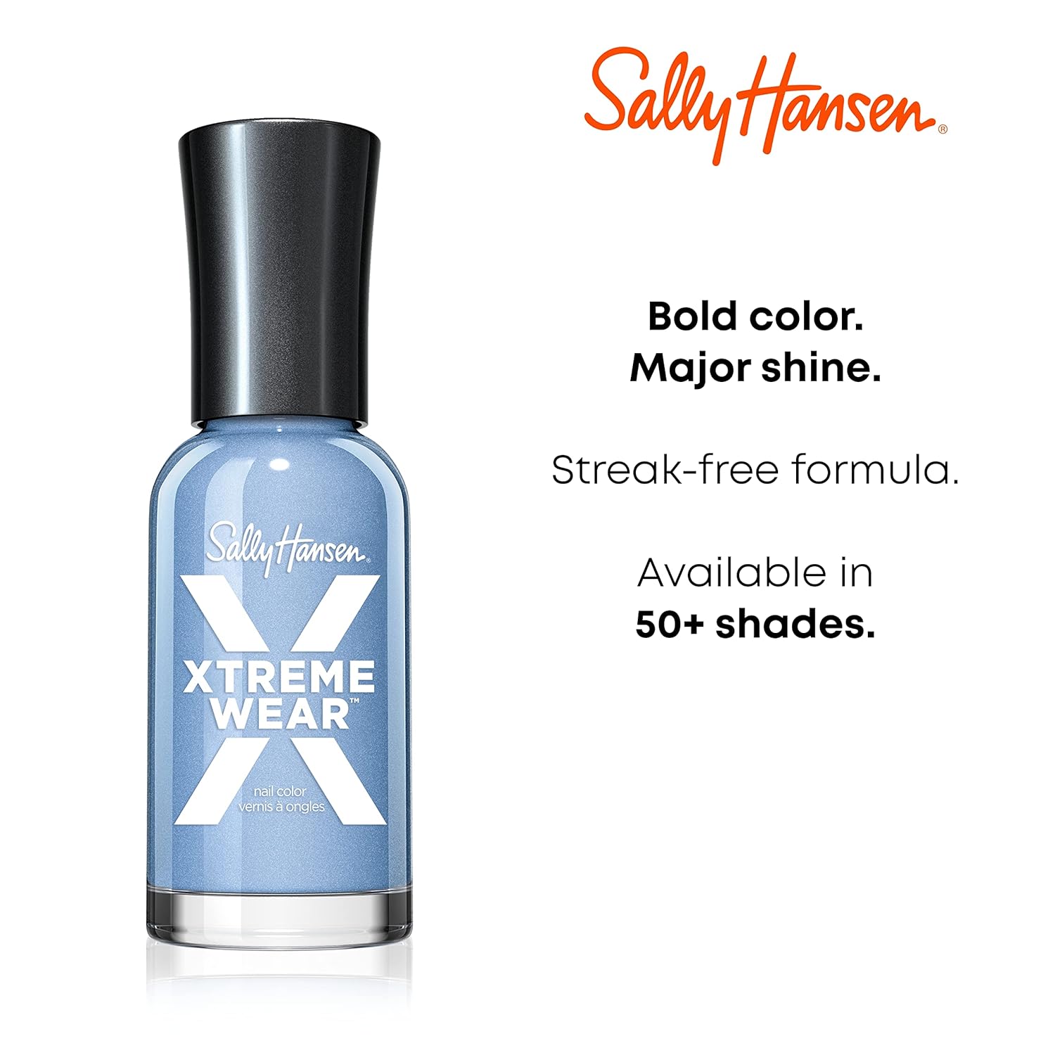 Sally Hansen Xtreme Wear Esmalte de uñas, sin rayas, acabado brillante, color de uñas de larga duración, color blanco, 0.4 onzas líquidas (paquete