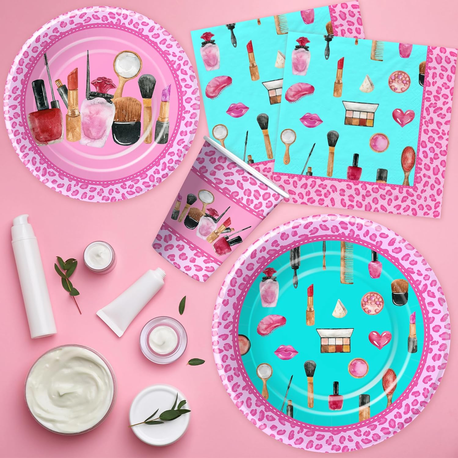 Vajilla de decoración de fiesta de spa para niñas, suministros de fiesta de cumpleaños de maquillaje de spa, plato de fiesta de spa, servilleta,