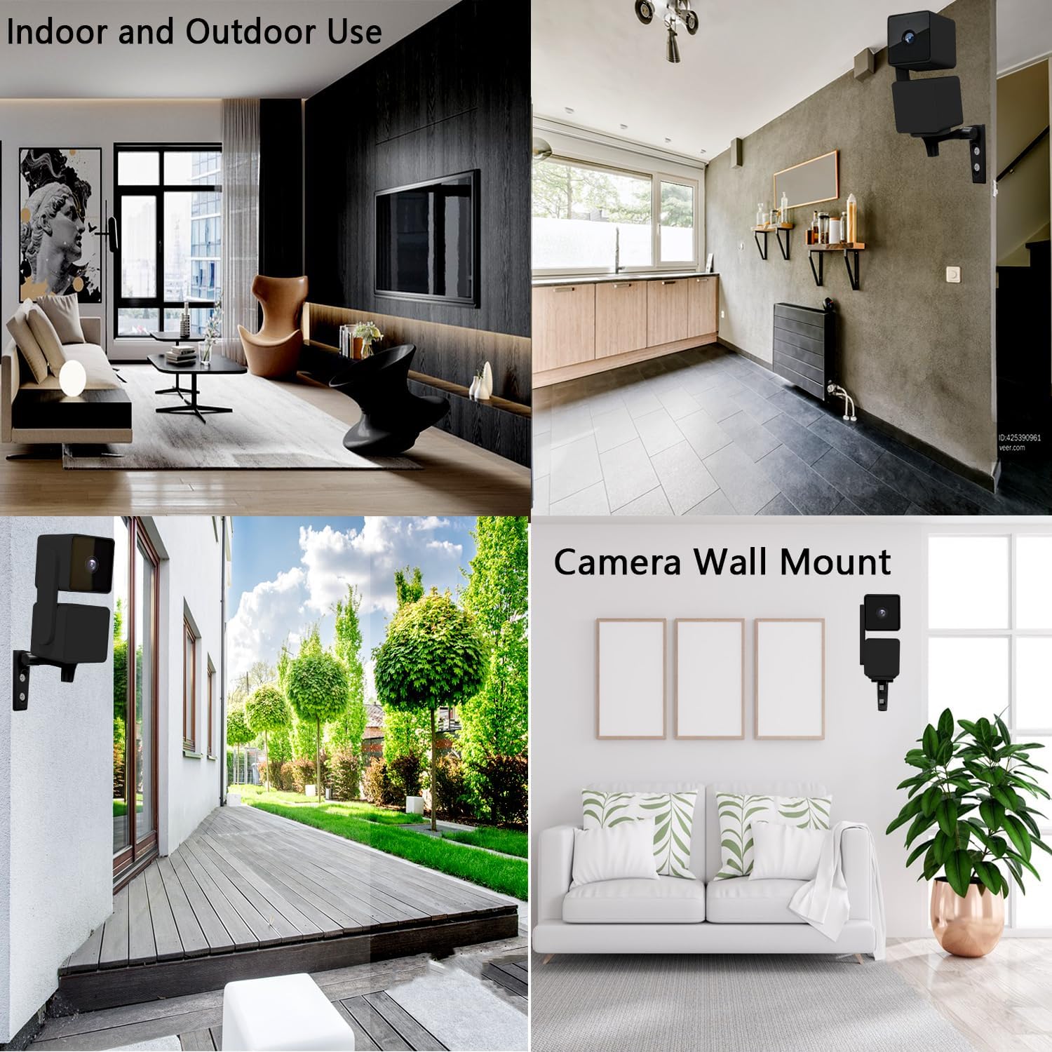 TEKCAM Soporte de pared para cámara compatible con Blink Mini Pan-Tilt WYZE Cam Pan V3, soporte de pared negro para cámara de techo ajustable de