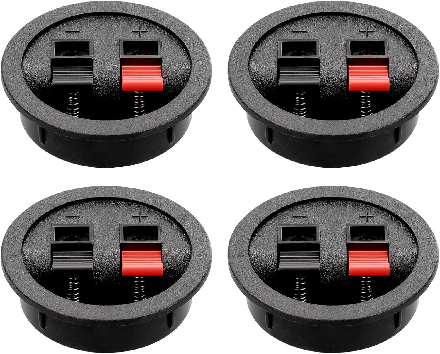 Tongze Caja de altavoz de 4 piezas, taza de terminal, caja de subwoofer redonda de resorte, conector de poste de unión para bricolaje para el hogar