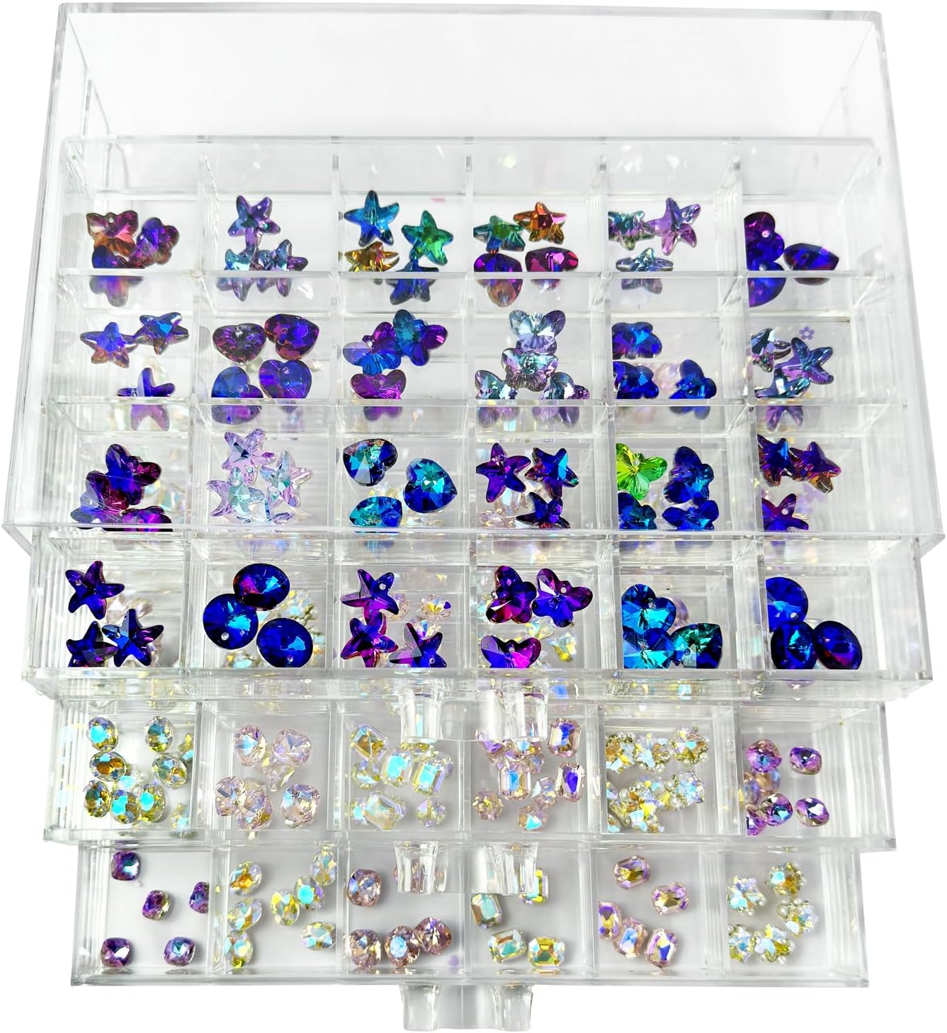 Guolich Organizador de uñas de 3 niveles para 72 celosías y almacenamiento de acrílico transparente, accesorios de joyería de uñas, estuche de