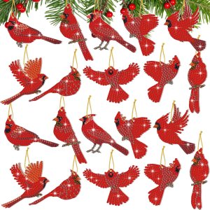 Skylety 20 piezas de adornos de pintura de diamantes de Navidad, llavero de arte de diamante, kit de etiquetas de pintura de diamantes, decoración Skylety 20 piezas de adornos de pintura de diamantes de Navidad, llavero de arte de diamante, kit de etiquetas de pintura de diamantes, decoración