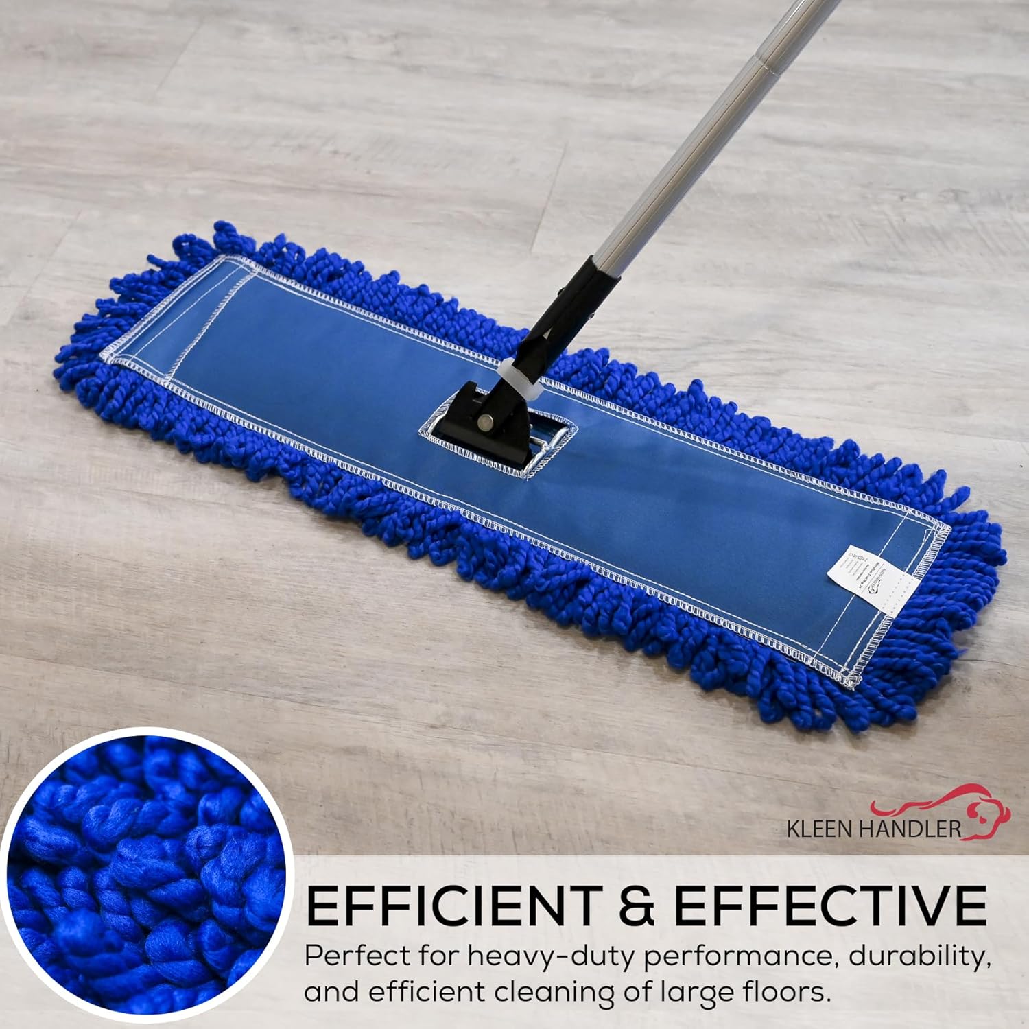 KLEEN Handler Mopa de polvo de microfibra de 24 pulgadas, paquete de 12 trapeadores comerciales lavables medianos, limpiadores, repuesto de cabezal