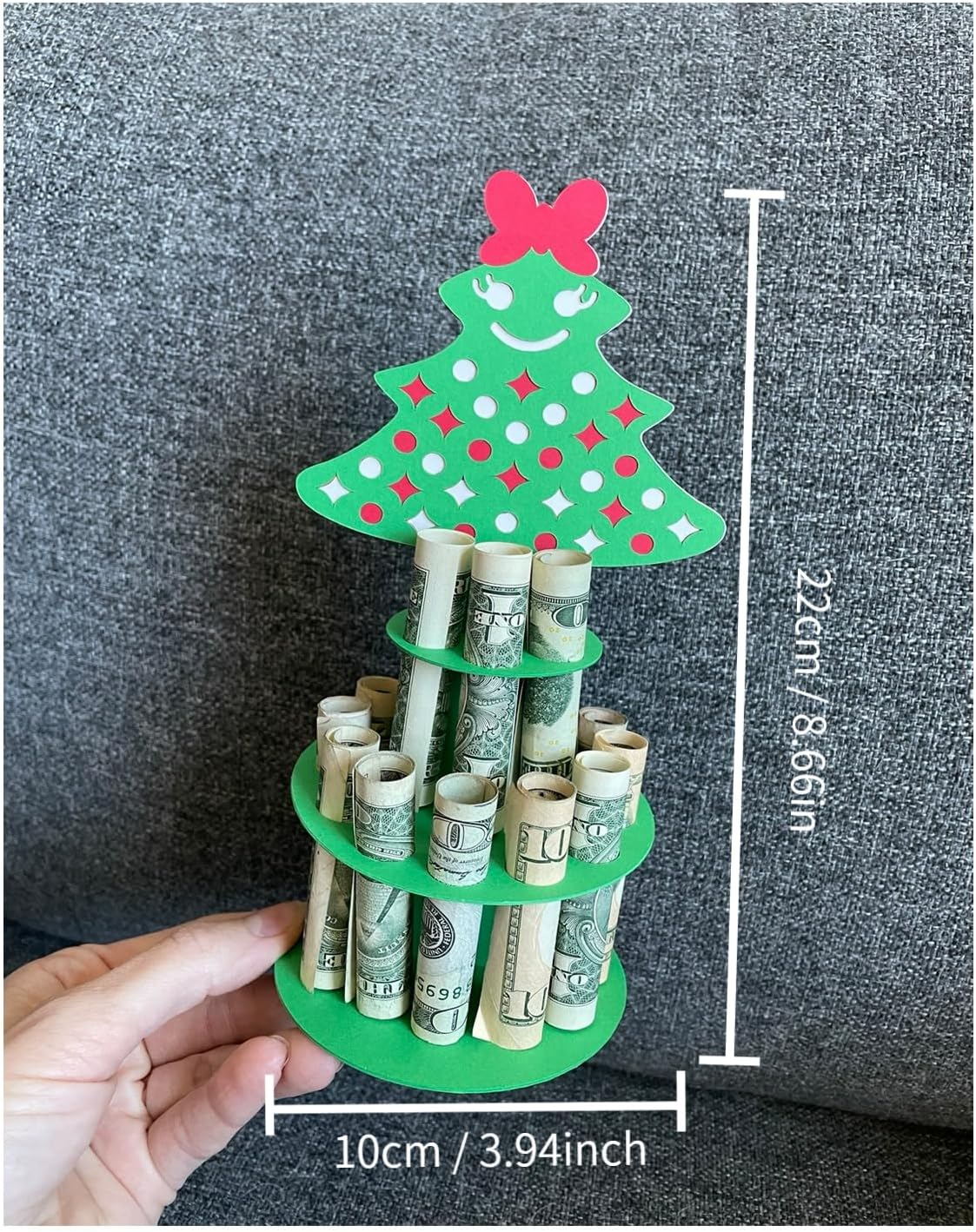 Soporte para dinero en efectivo de Feliz Navidad  Nuevo soporte de madera hecho a mano para regalo de Navidad, múltiples agujeros de doble capa,
