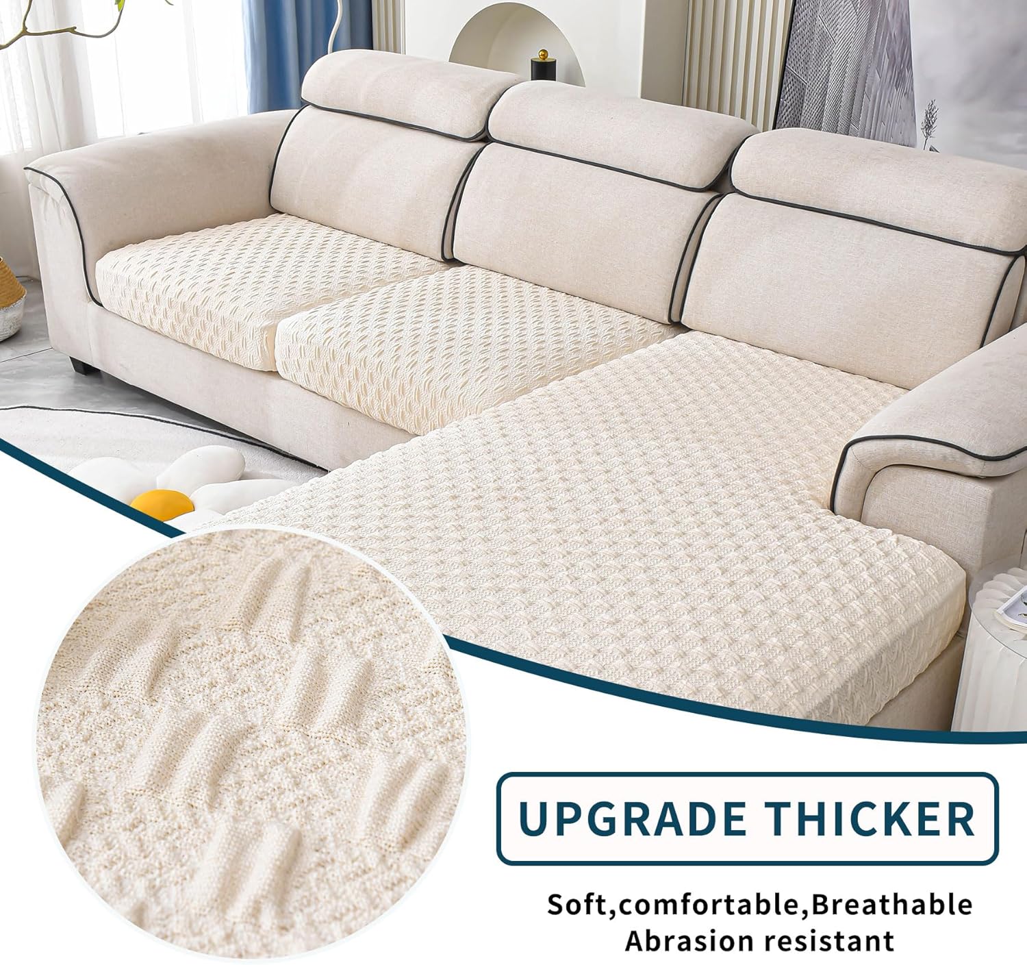 LUFEIJIASHI Fundas impermeables para sofá modular en forma de L, fundas de cojín para sofá seccional, fundas elásticas para sofá seccional,