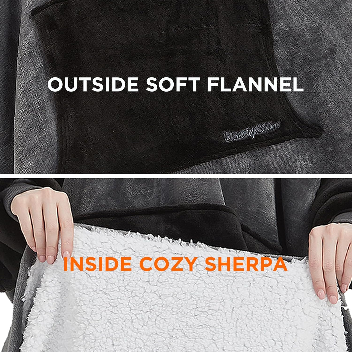 Beauty Shine Manta con capucha de sherpa de gran tamaño para regalar a hombres y mujeres, sudadera con bolsillo gigante cálido