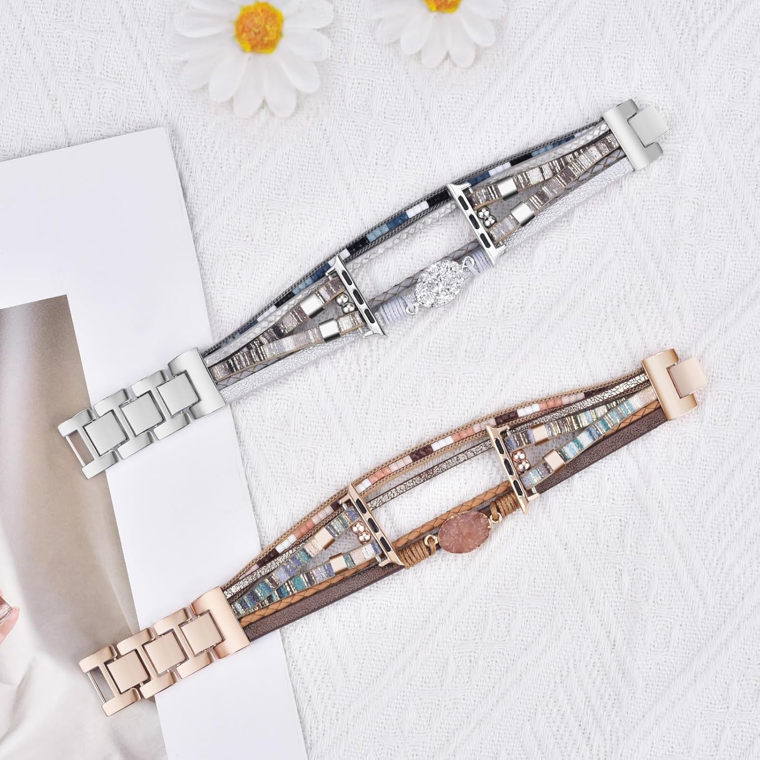 V-MORO Pulsera bohemia con cuentas compatible con Apple Watch Band de 1.575 pulgadas1.614 pulgadas1.496 pulgadas Series 9 8 7 SE Series 654 para