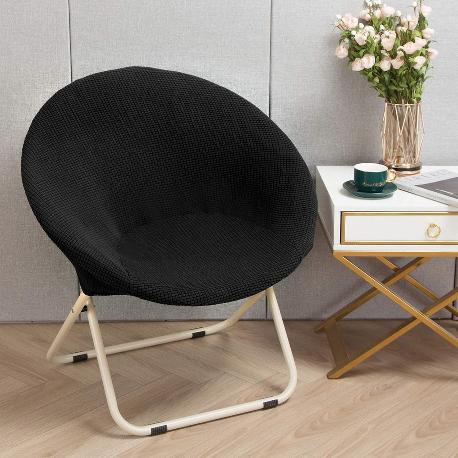 SearchI Solo funda elástica para silla redonda con platillo, fundas de silla jacquard de luna, protector de asientos de repuesto, tela de elastano