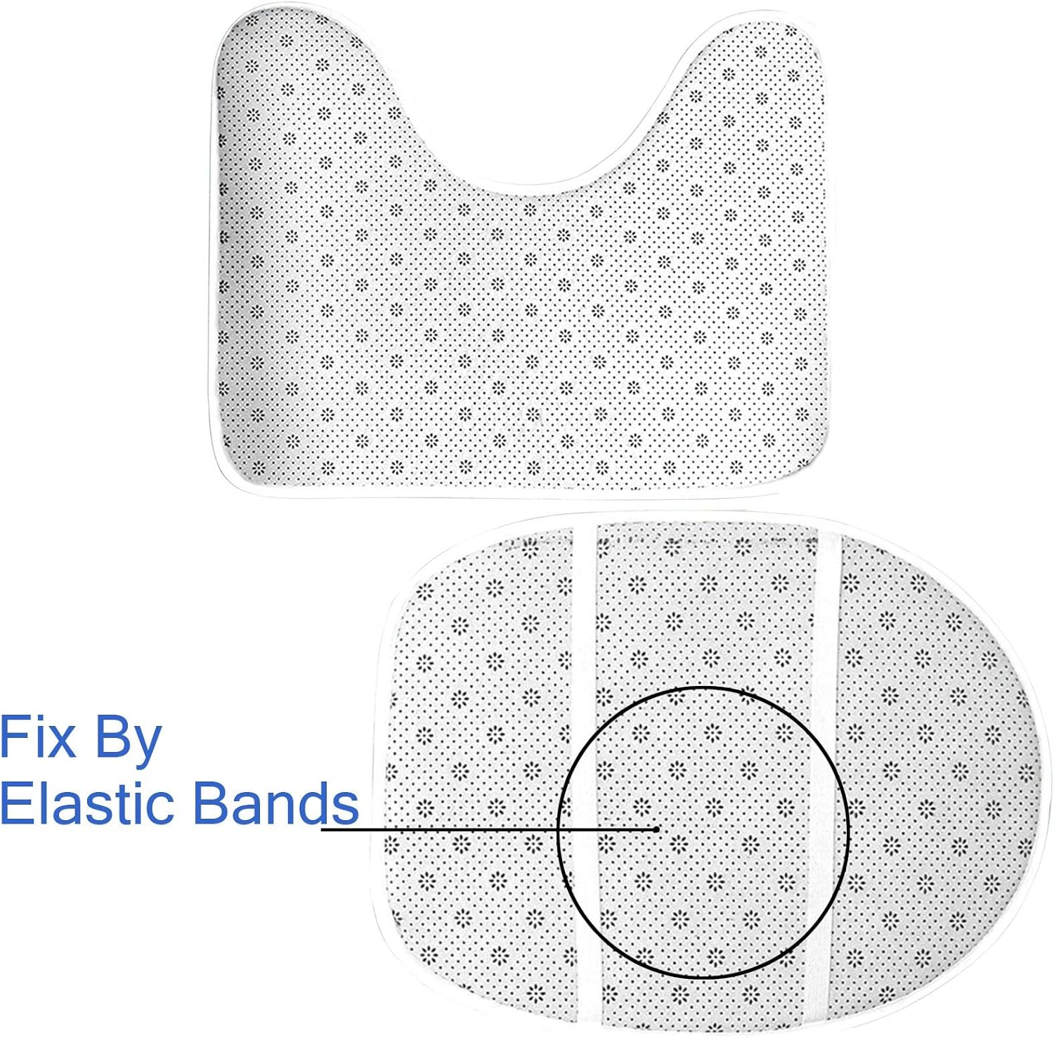 Hapuxt Juego de tapetes de baño antideslizantes, incluye tapete de contorno en forma de U, funda para asiento de inodoro, setas, caracoles, flores