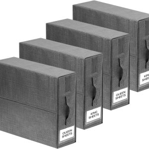 DomiZen Organizador de sábanas plegable, paquete de 4, organizadores de armario de lino y almacenamiento, juego organizador de sábanas de cubo, DomiZen Organizador de sábanas plegable, paquete de 4, organizadores de armario de lino y almacenamiento, juego organizador de sábanas de cubo,