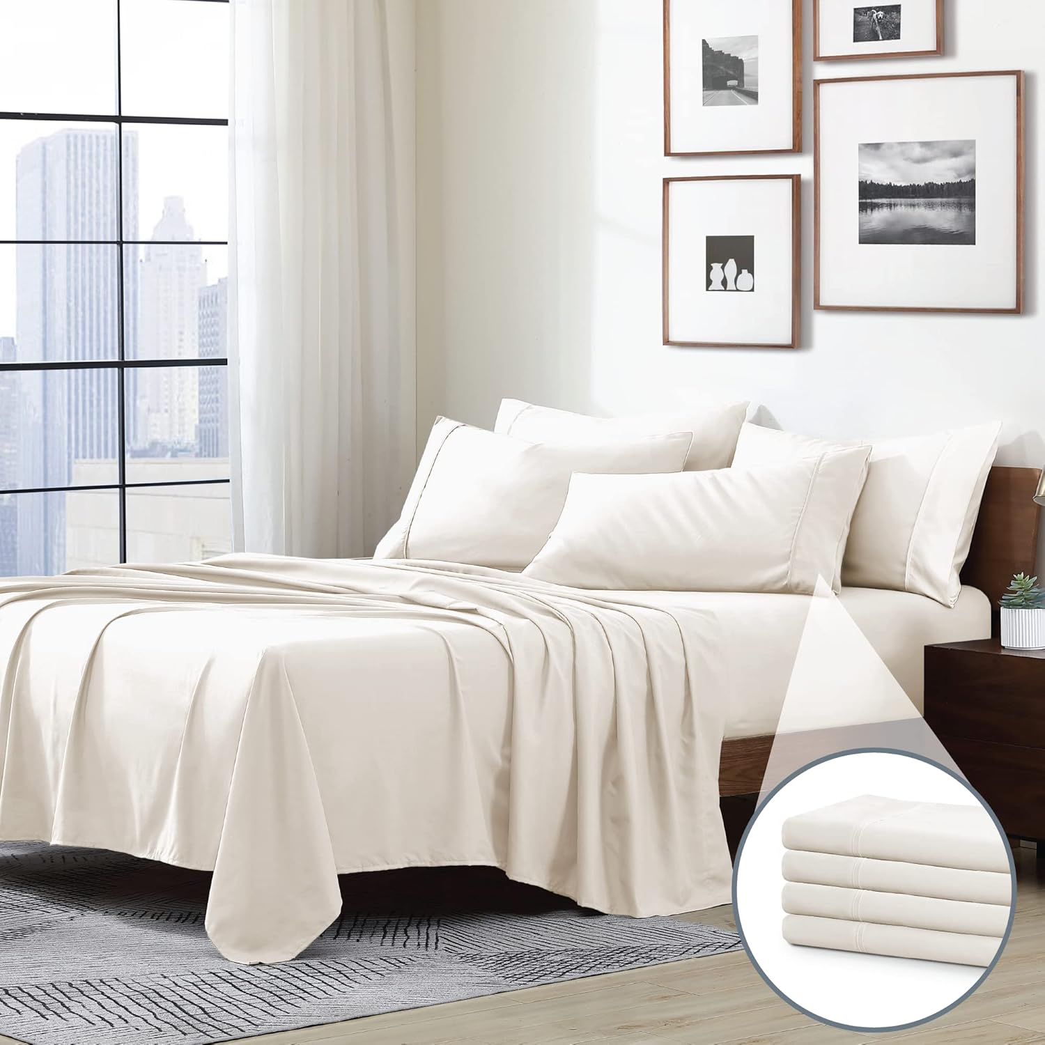 Swift Home Juego de sábanas de microfibra Cal King de 6 piezas (incluye 2 fundas de almohada), cepillado ultrasuave, extremadamente duradero, fácil