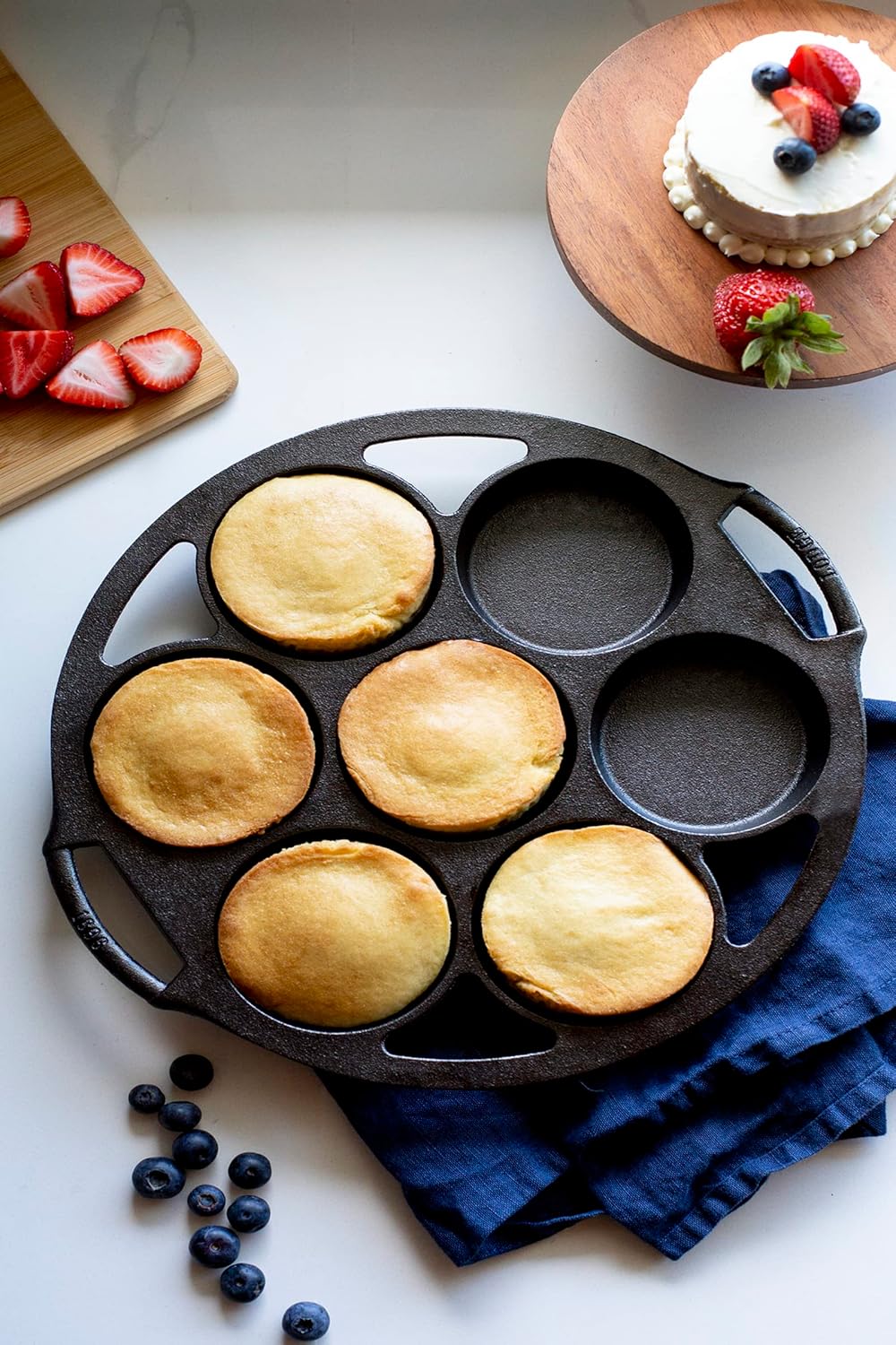 Lodge Mini molde para pasteles de hierro fundido sazonado, 7 impresiones