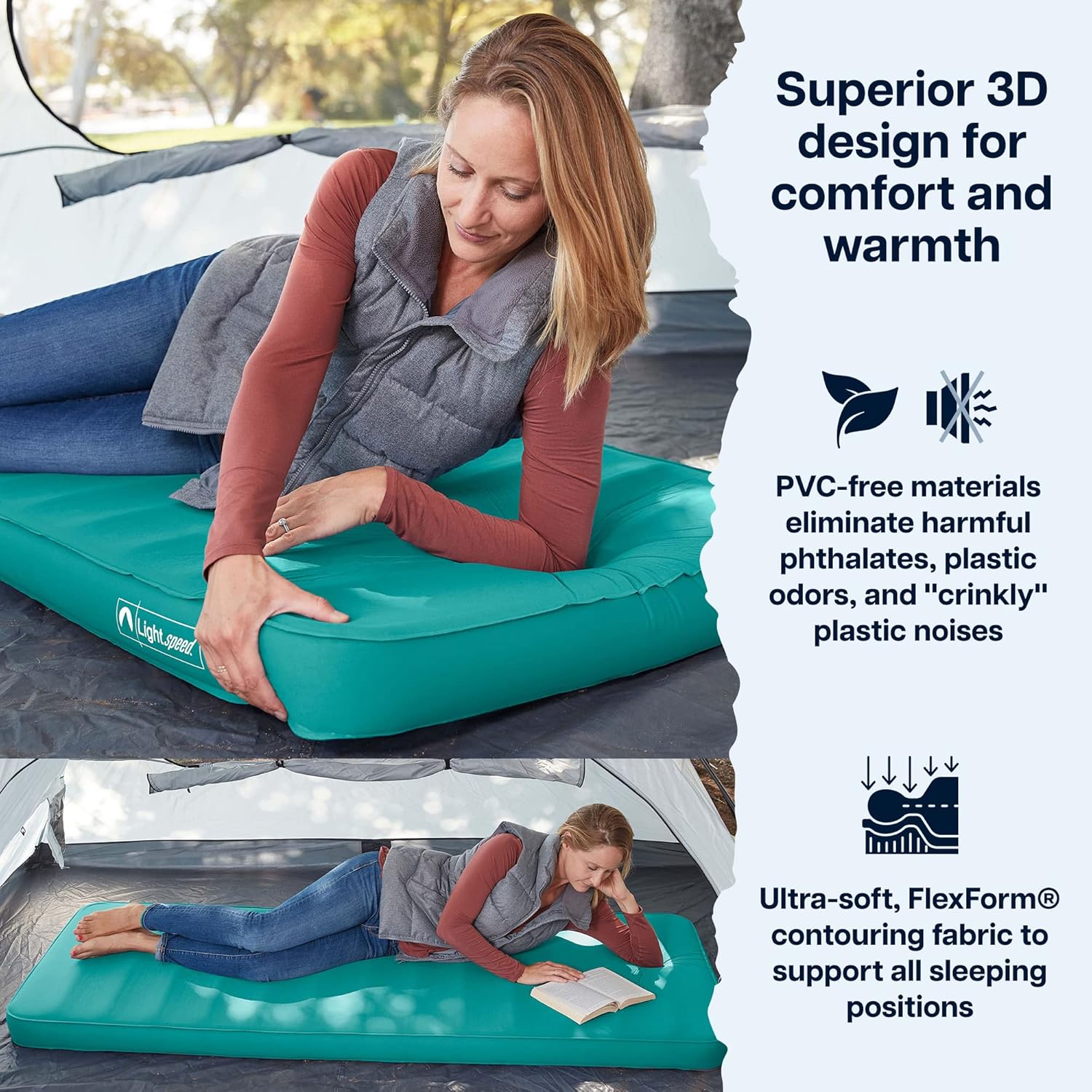 Lightspeed Outdoors ECO 3D Deluxe Flexform – Colchoneta para dormir, Parasailing