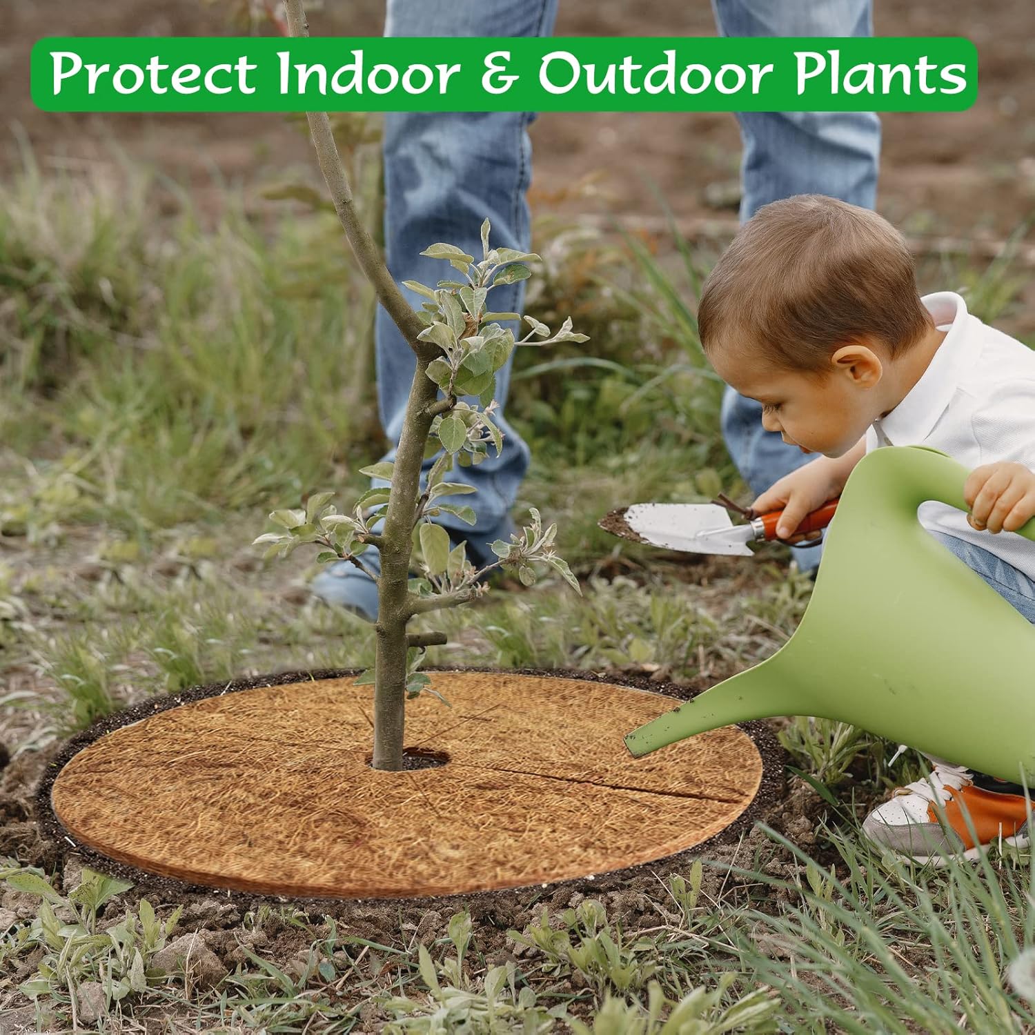 ZeeDix 12 alfombrillas protectoras de fibra de coco, 11.8 pulgadas, cubierta de plantas, tapete de mantillo para malezas, anillo de mantillo de