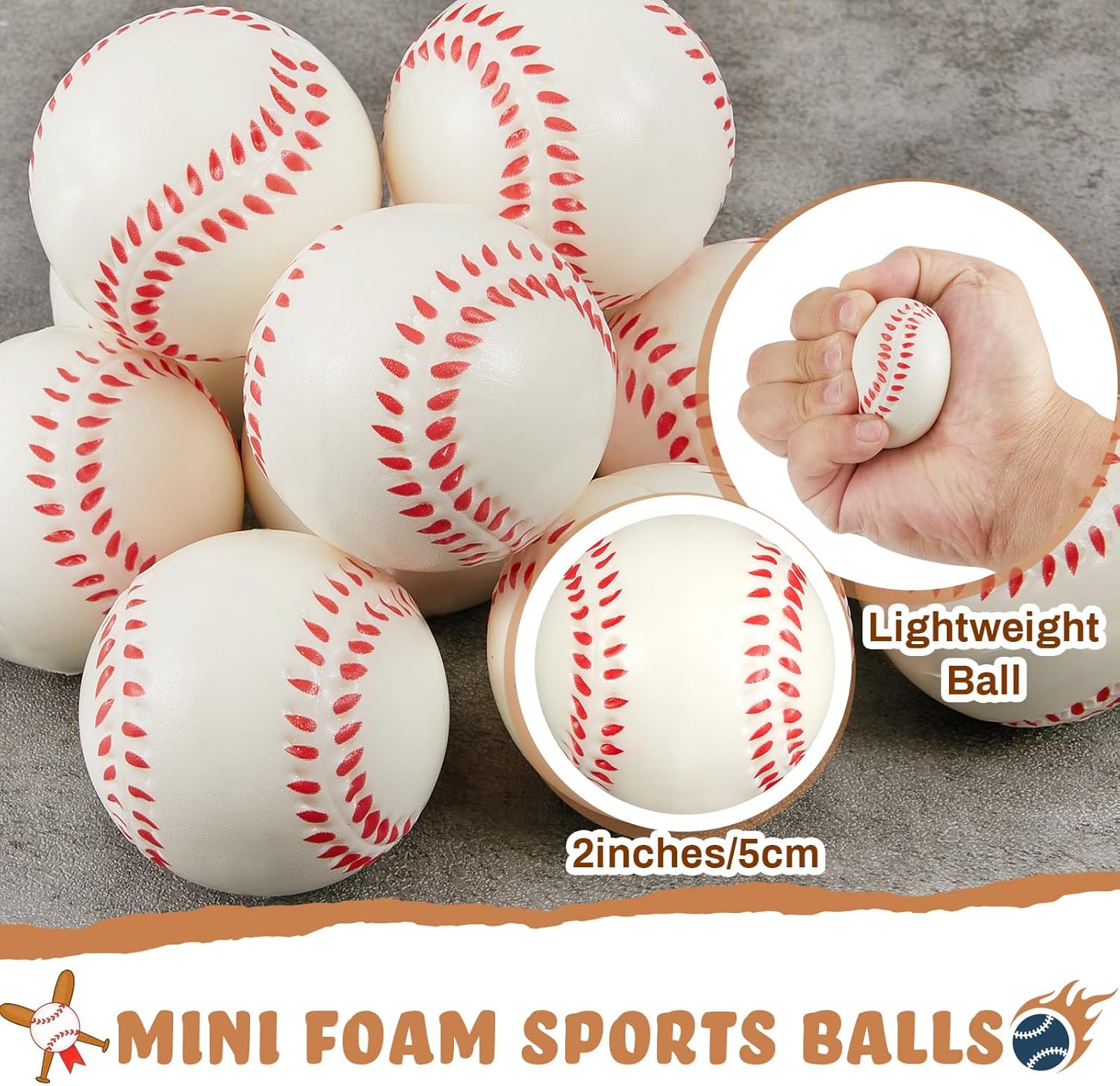 Libima 36 Pcs Mini Baseball Bats Mini Foam Sports Balls 8″ Unfinished Wood Baseball Bats 2″ Foam Baseballs Small Baseball Bats Baseball Party Favors