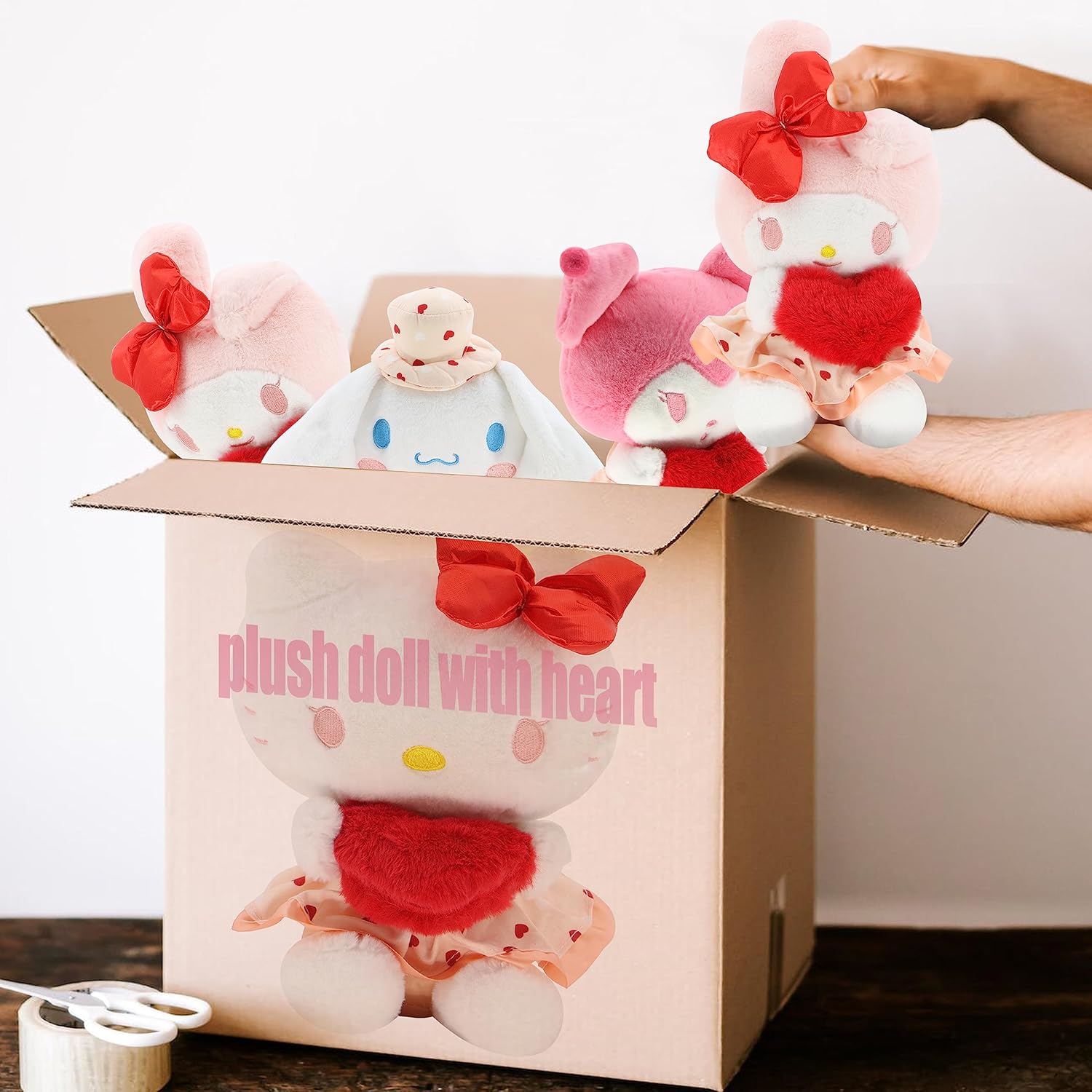 Ahlsense Lindo animal de peluche con corazón suave Kawaii, juguetes de peluche para niños, regalos de San Valentín para niñas, amantes de la