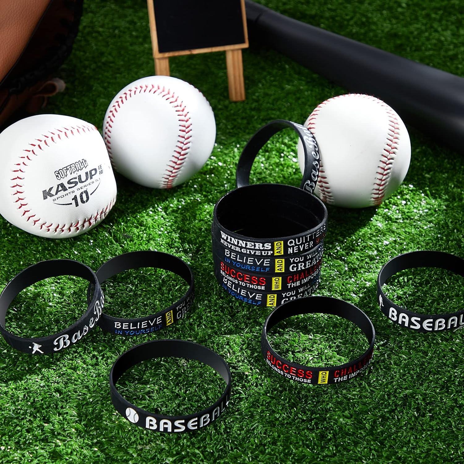 Deekin 36 pulseras de silicona motivacionales de béisbol, regalos de fiesta de béisbol, premios deportivos, suministros de fiesta de cumpleaños,