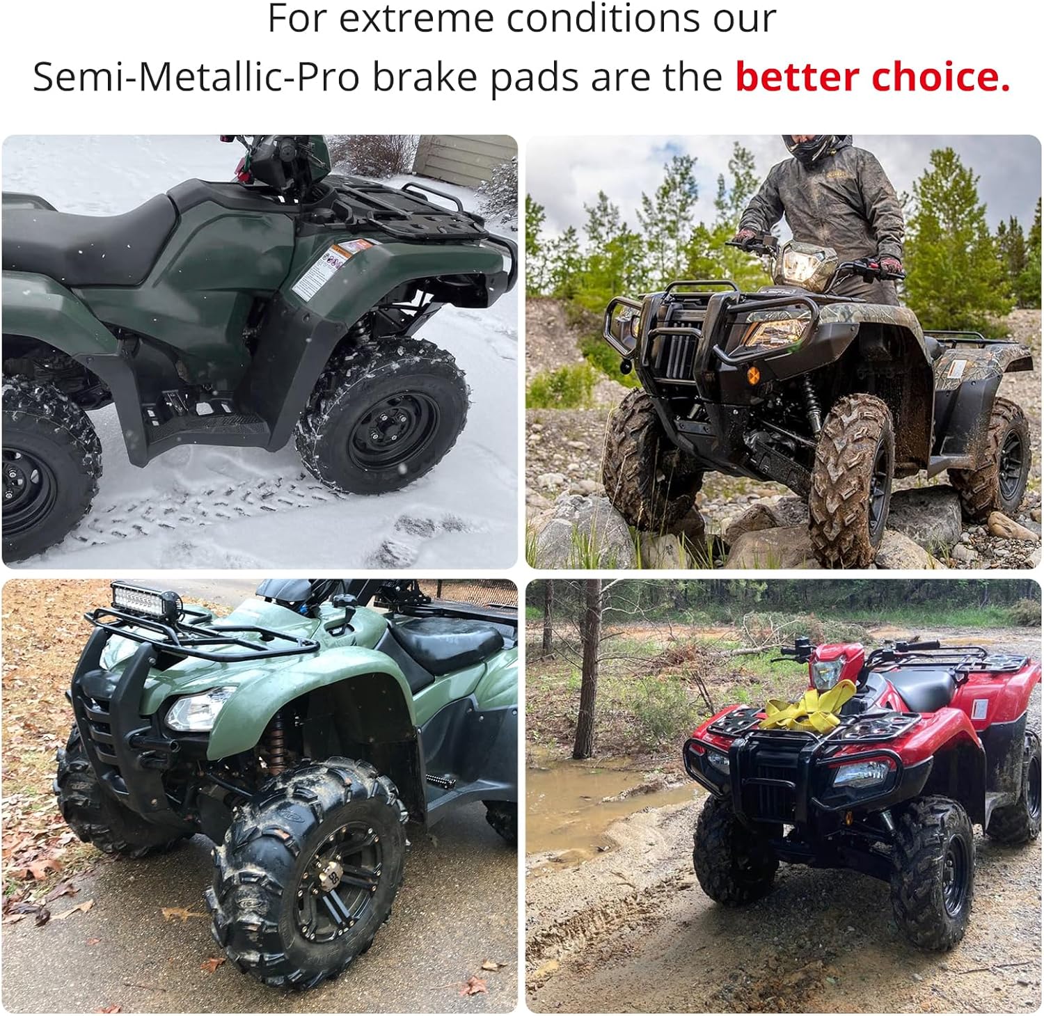 Pastillas de Freno Delanteras Semi-Metálicas Pro para Honda Rancher 420 Foreman 500 520 Rubicon 500 520 TRX250X TRX250EX
